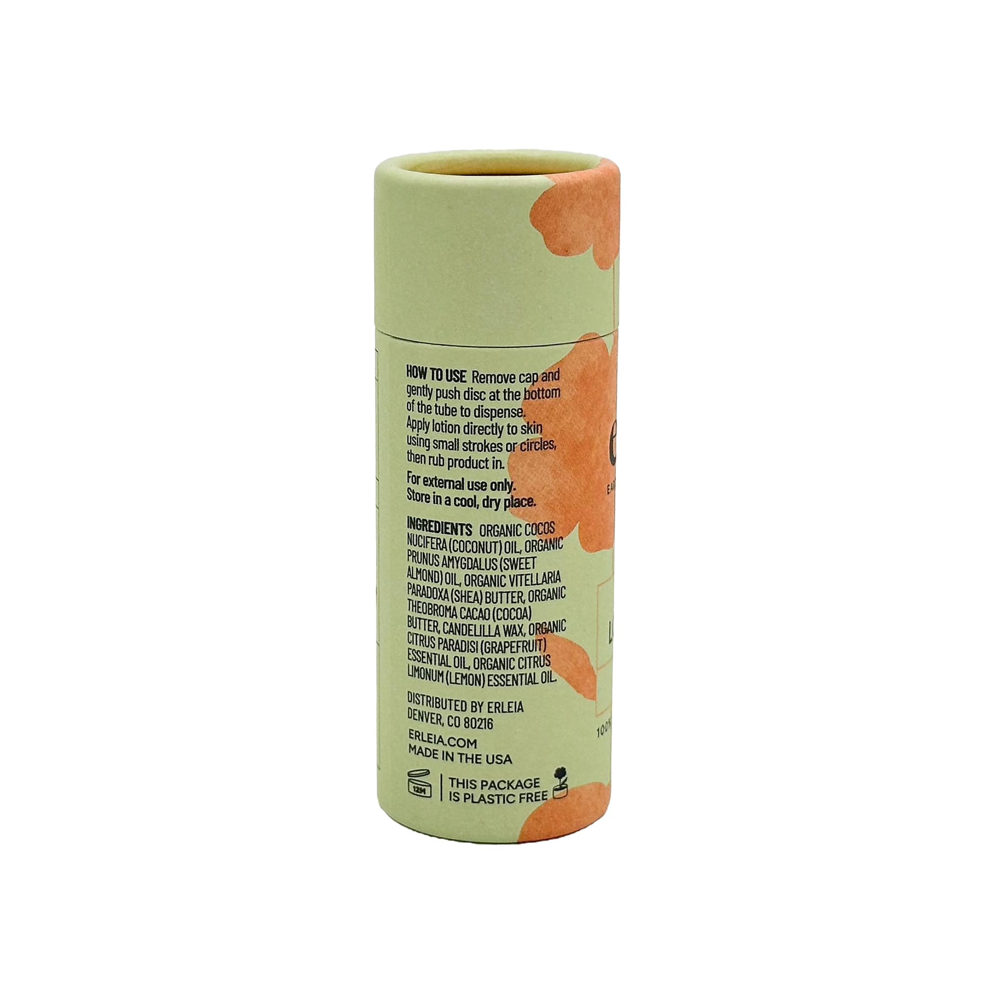 Erleia Travel-Friendly Lotion Bar | Citrus, Vegan & Plastic-Free