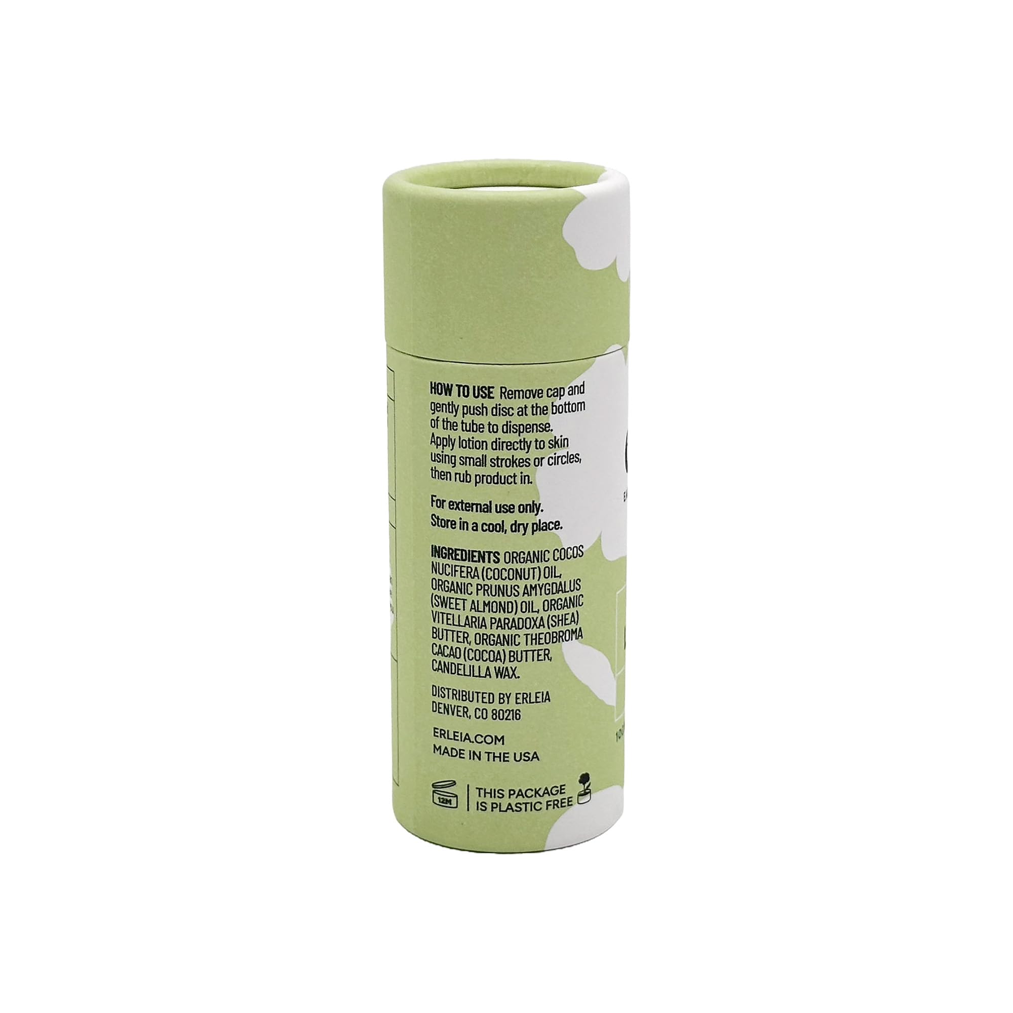 Erleia Travel-Friendly Lotion Bar — Vegan, Cruelty-Free, Plastic-Free, Unscented