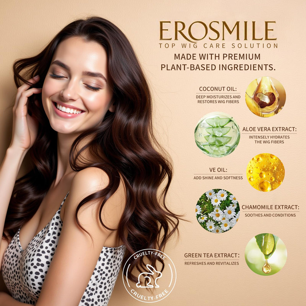 EROSMILE Luxury Wig Shampoo & Conditioner Set for Synthetic & Natural Wigs | Sulfate-Free, Deep Nourishment — 2-Pack