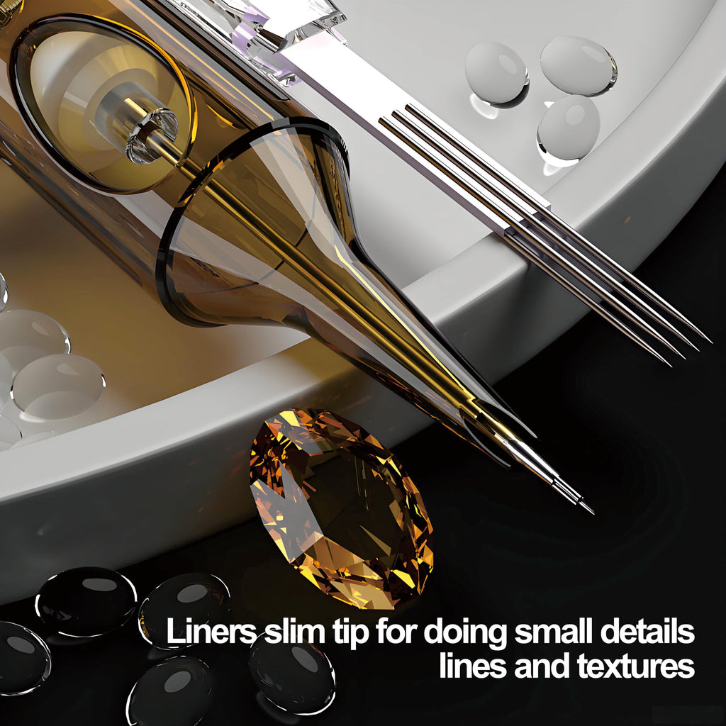 ES ETRSHIELD GEM Tattoo Cartridges – 50pc Needle Assortment (5x Each) RL/RS/M1/RM