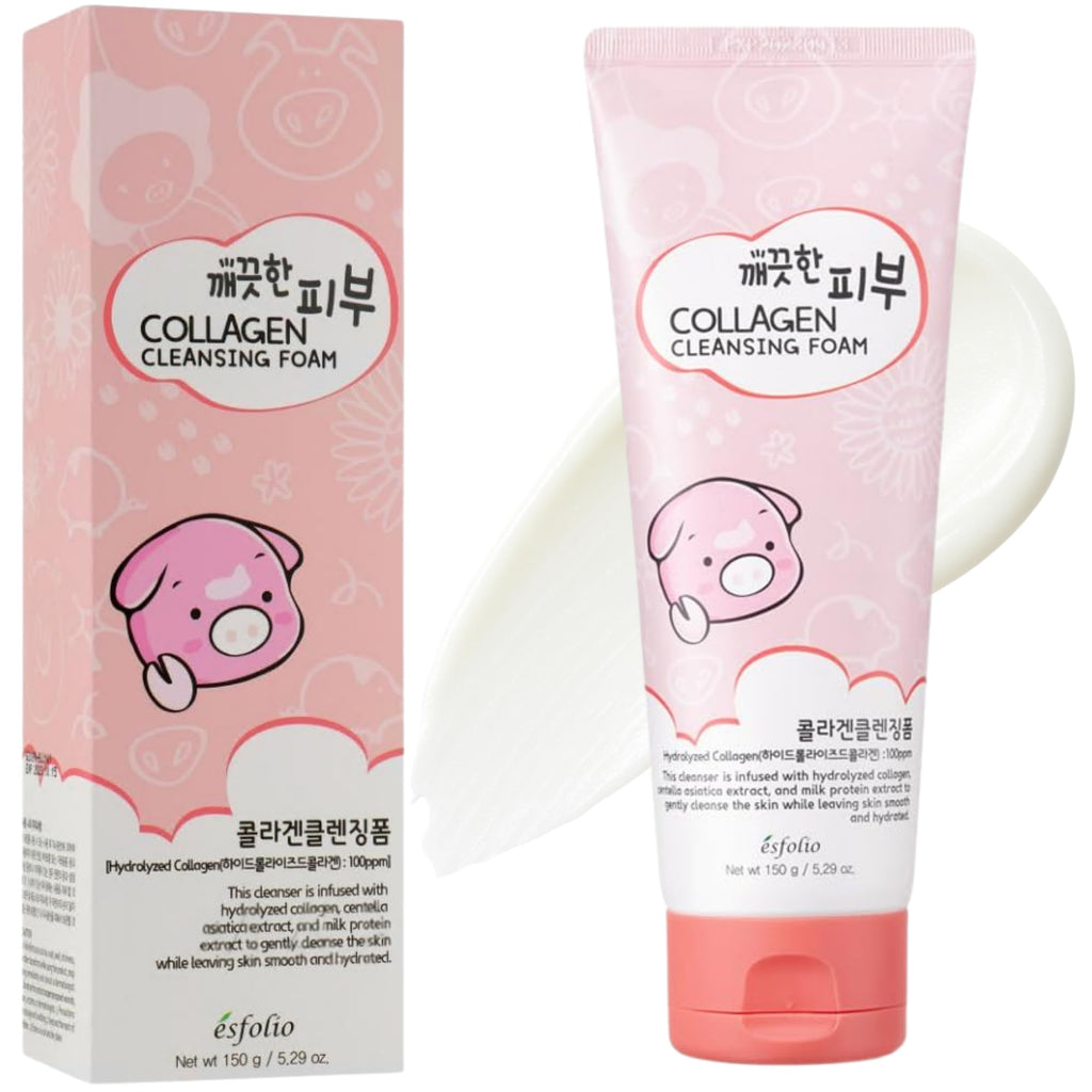 Esfolio Collagen Cleansing Foam – Hydrating Foaming Cleanser with Centella & Milk Protein (150ml)