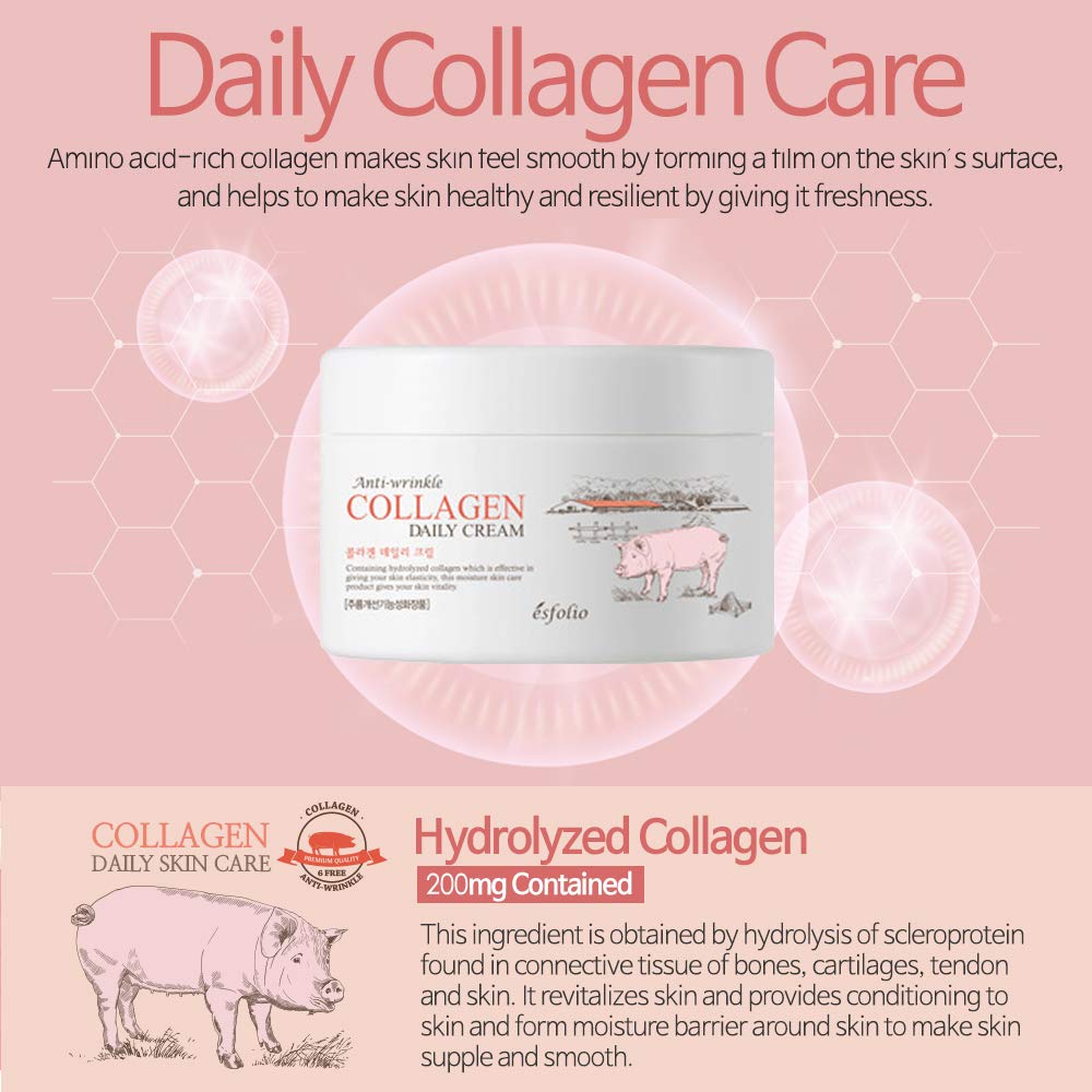 Esfolio Collagen Daily Face Cream – Lightweight Moisturizer with Hydrolyzed Collagen (200ml) | All Skin Types