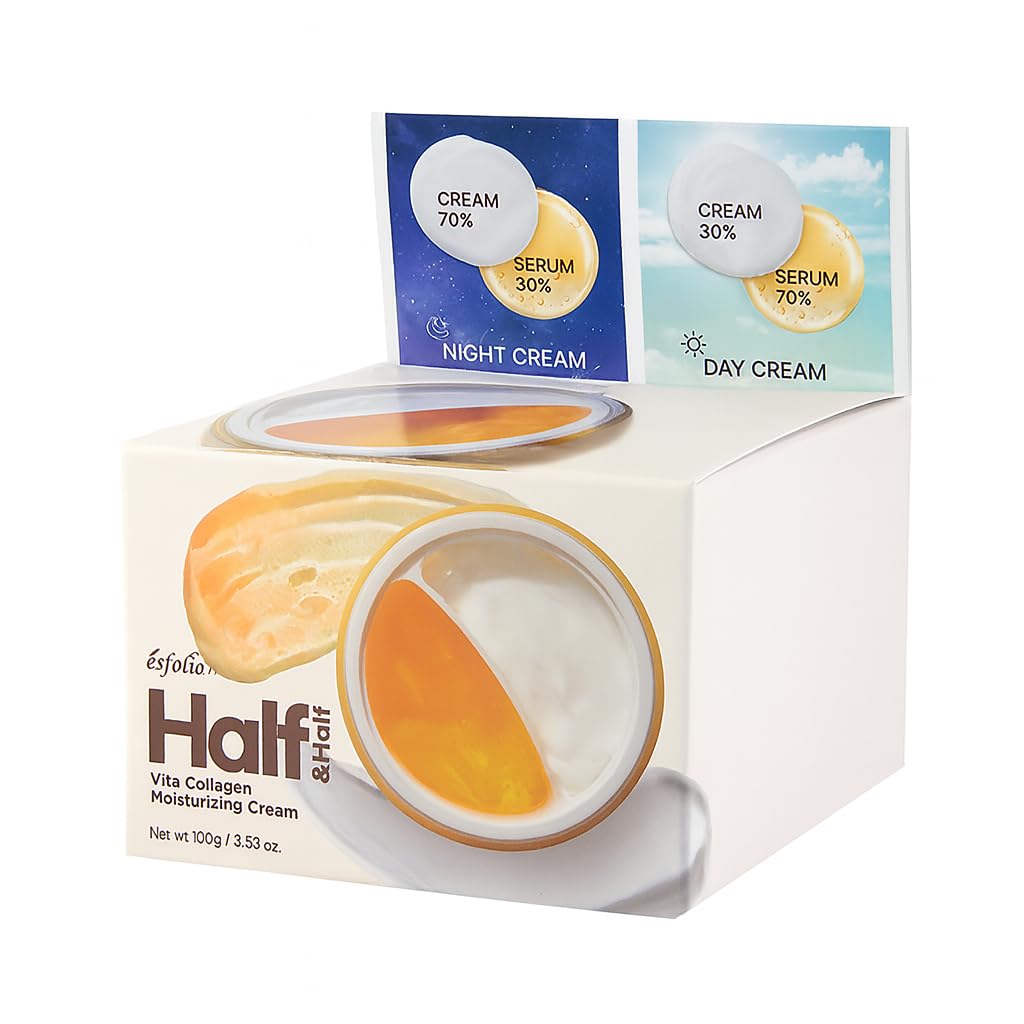 Esfolio Half and Half Vita Collagen Cream – 3.53 oz Day & Night Lightweight Moisturizer
