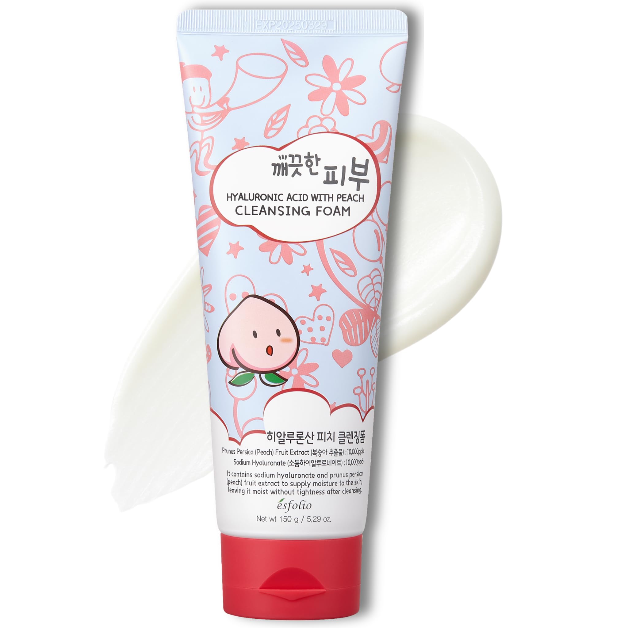 Esfolio Hyaluronic Acid Peach Cleansing Foam – Moisturizing Facial Cleanser
