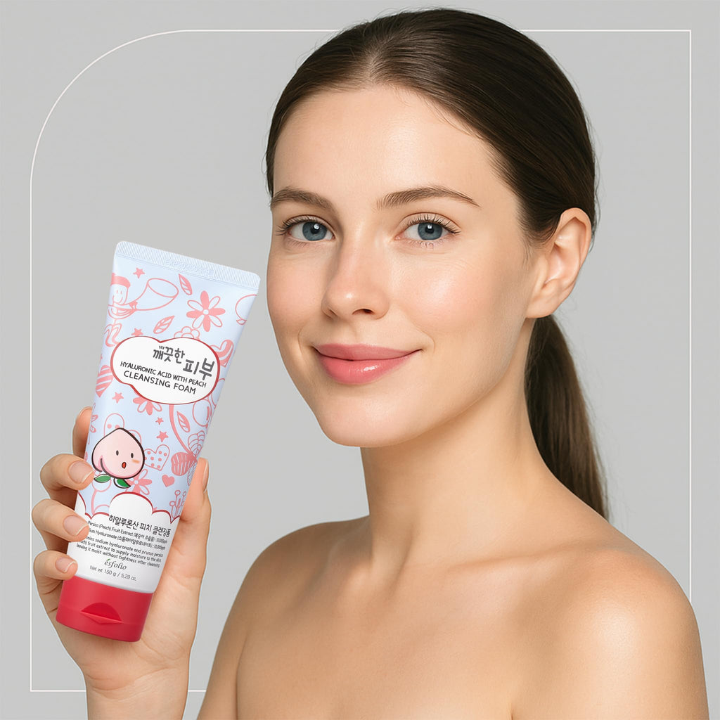 Esfolio Hyaluronic Acid Peach Cleansing Foam – Moisturizing Facial Cleanser