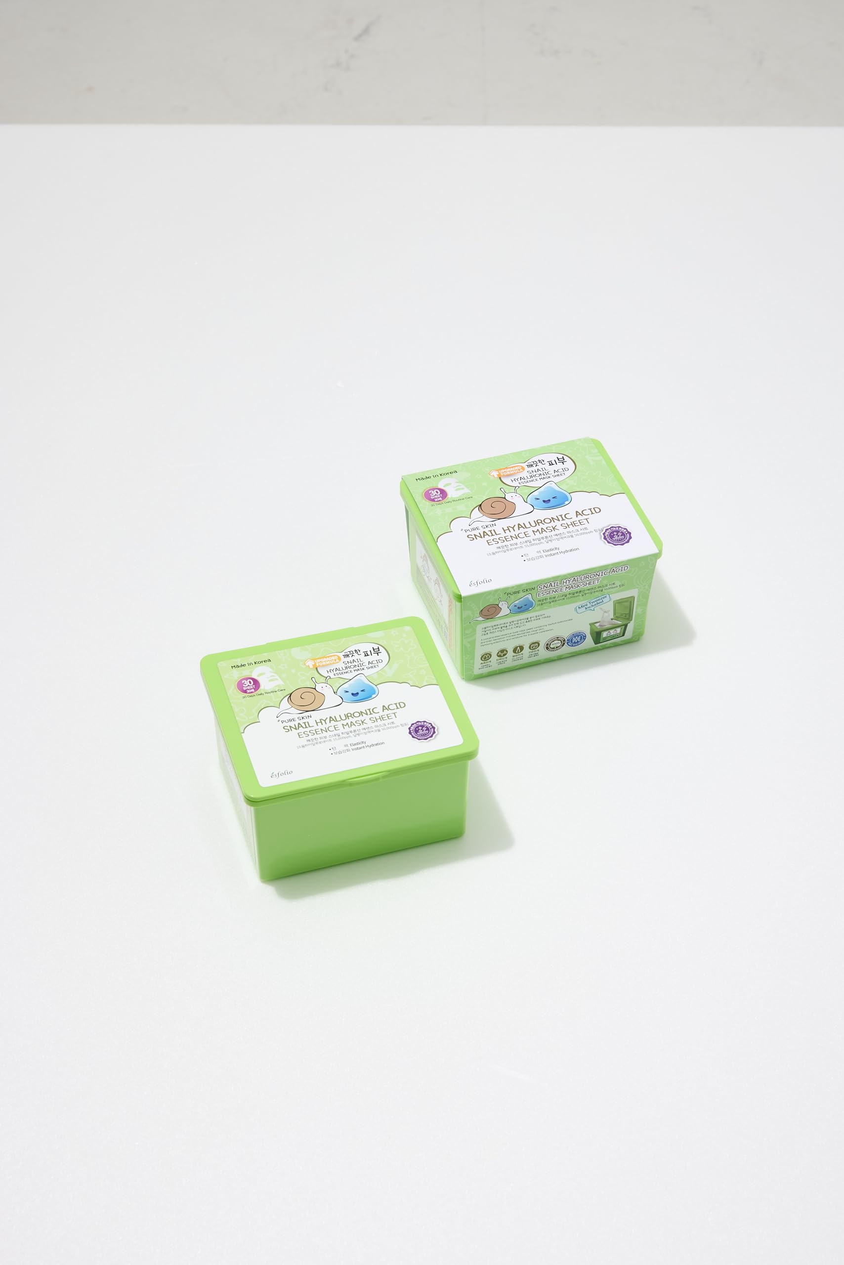 Esfolio Pure Skin Snail Hyaluronic Acid Sheet Mask – 30 Sheets, Hydrating Korean K-Beauty