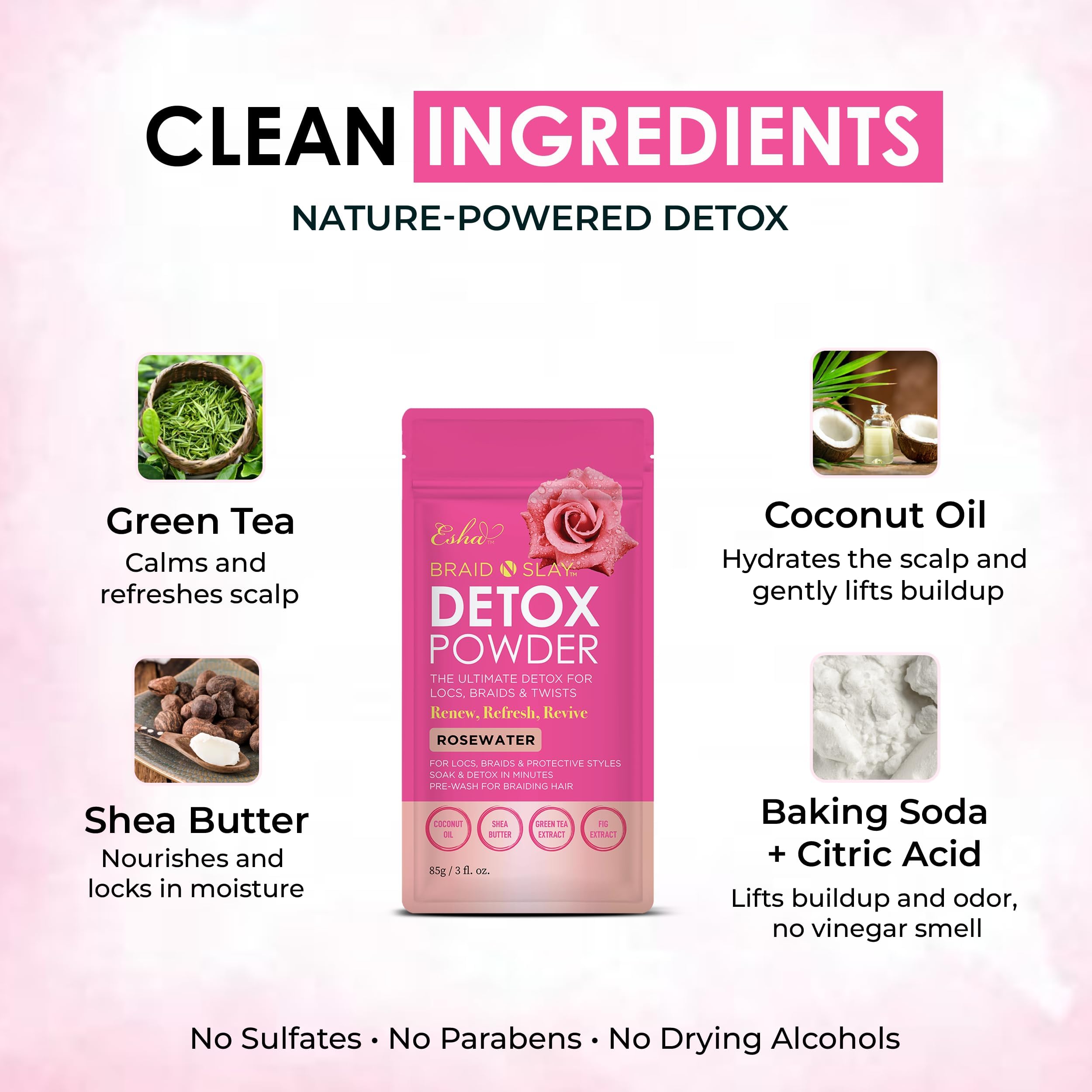 Esha Braid N Slay Detox Powder – Scalp Cleanser for Braids, Locs & Twists (Pineapple) – 907g