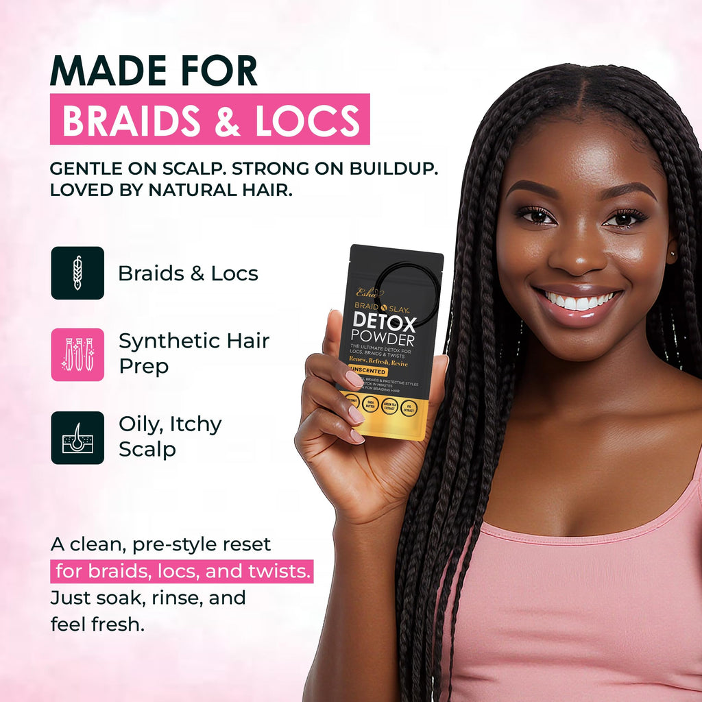 Esha Braid N Slay Detox Powder – Scalp Cleanser for Braids, Locs & Twists (Grapefruit) 340g