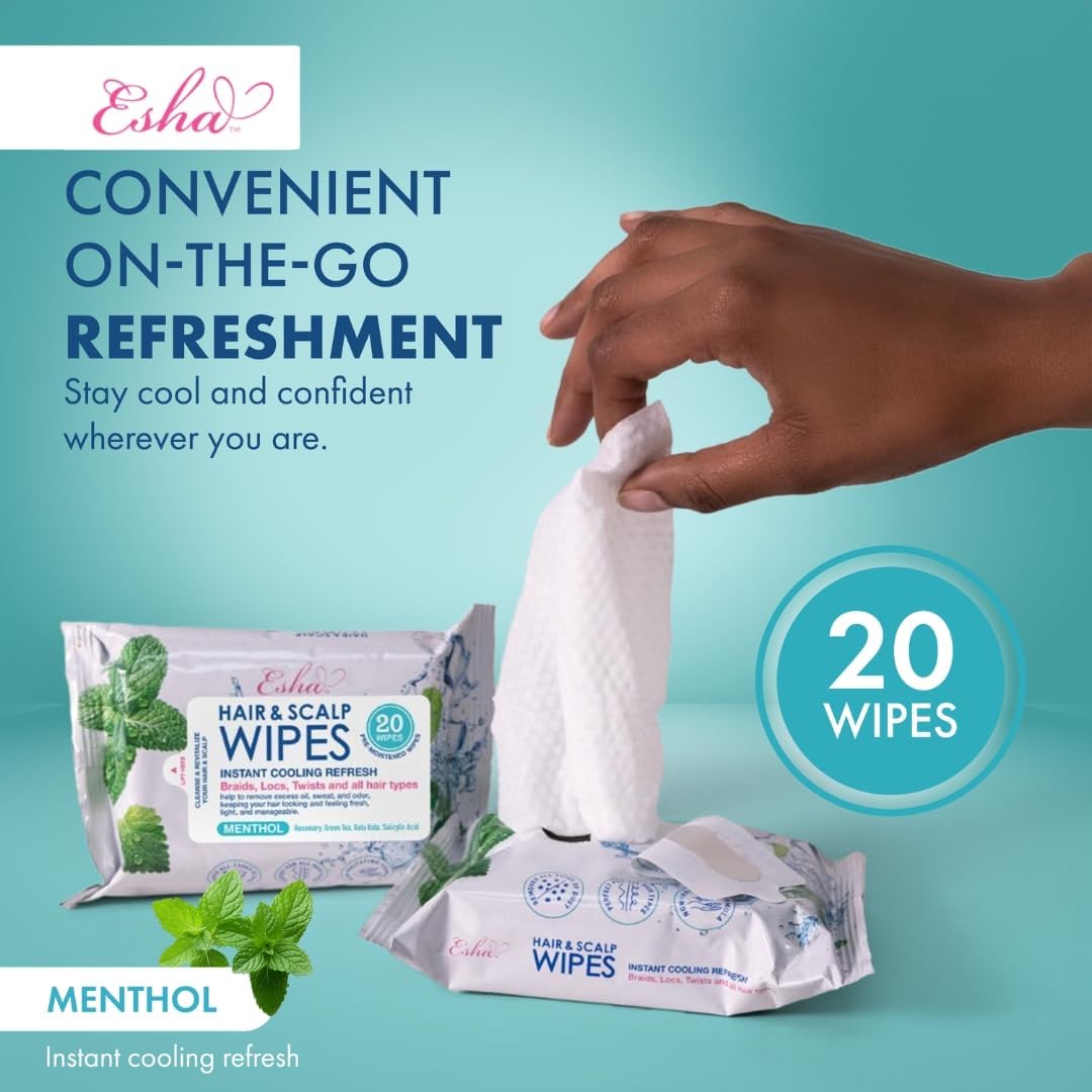 Esha Detox Kit: Hair & Scalp Wipes + Grapefruit Detox Powder for Scalp Cleanse & Buildup Care