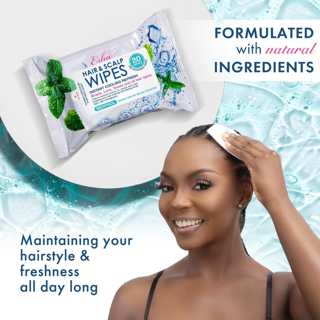 Esha Detox Kit: Hair & Scalp Wipes + Grapefruit Detox Powder for Scalp Cleanse & Buildup Care