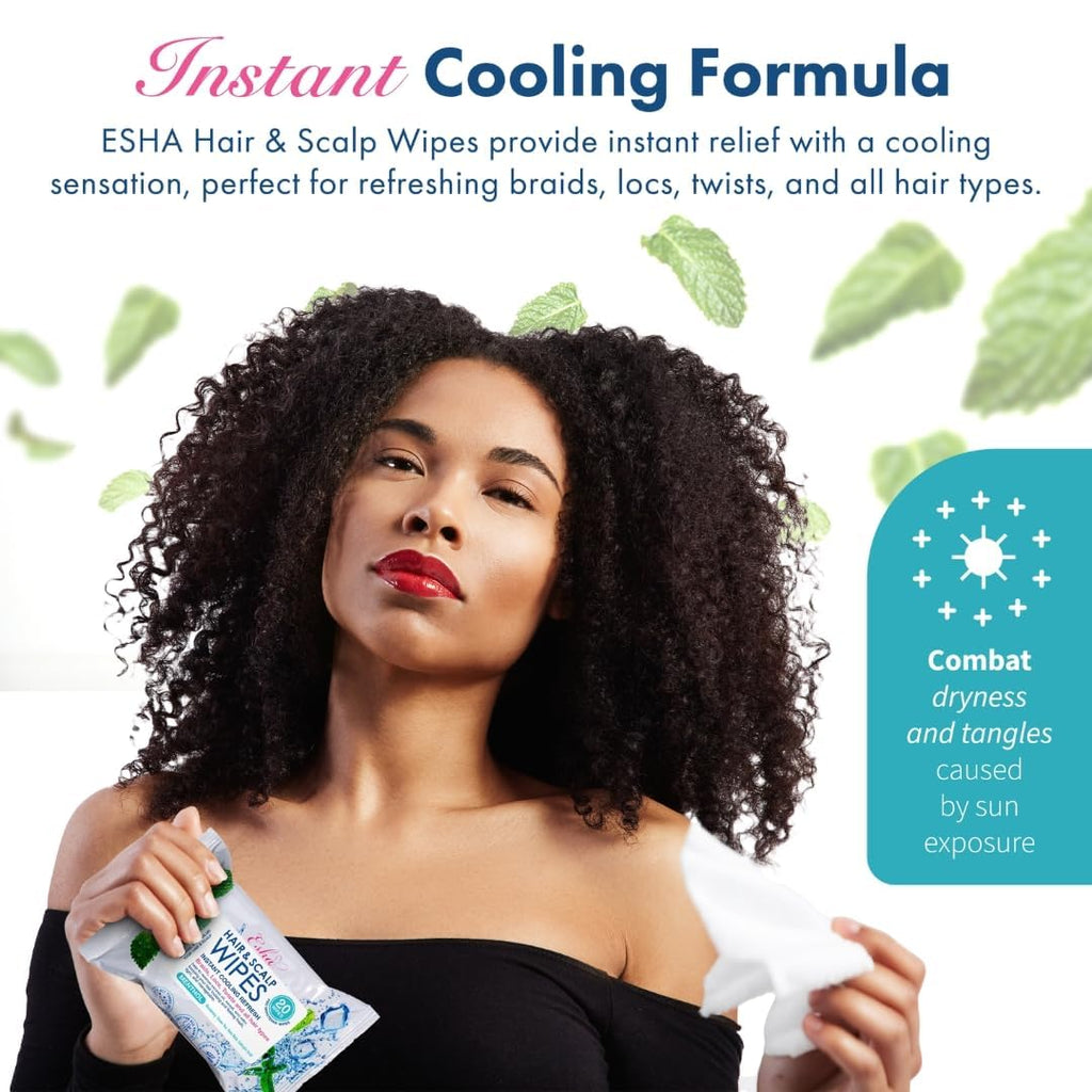 Esha Hair & Scalp Wipes – 3-Pack No-Rinse Waterless Cleanse for Braids, Wigs & Scalp