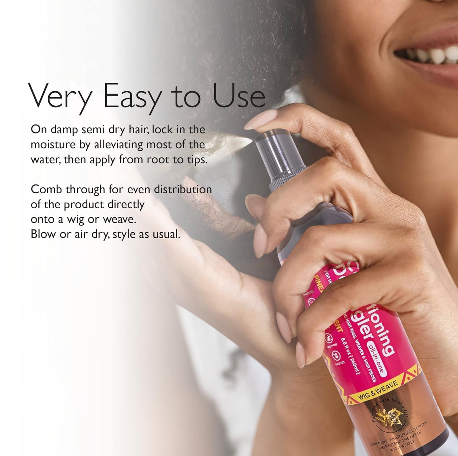 Esha Wig & Weave Leave-In Conditioner & Detangler Spray – 8.8 oz, Pineapple Scent, Sulfate-Free