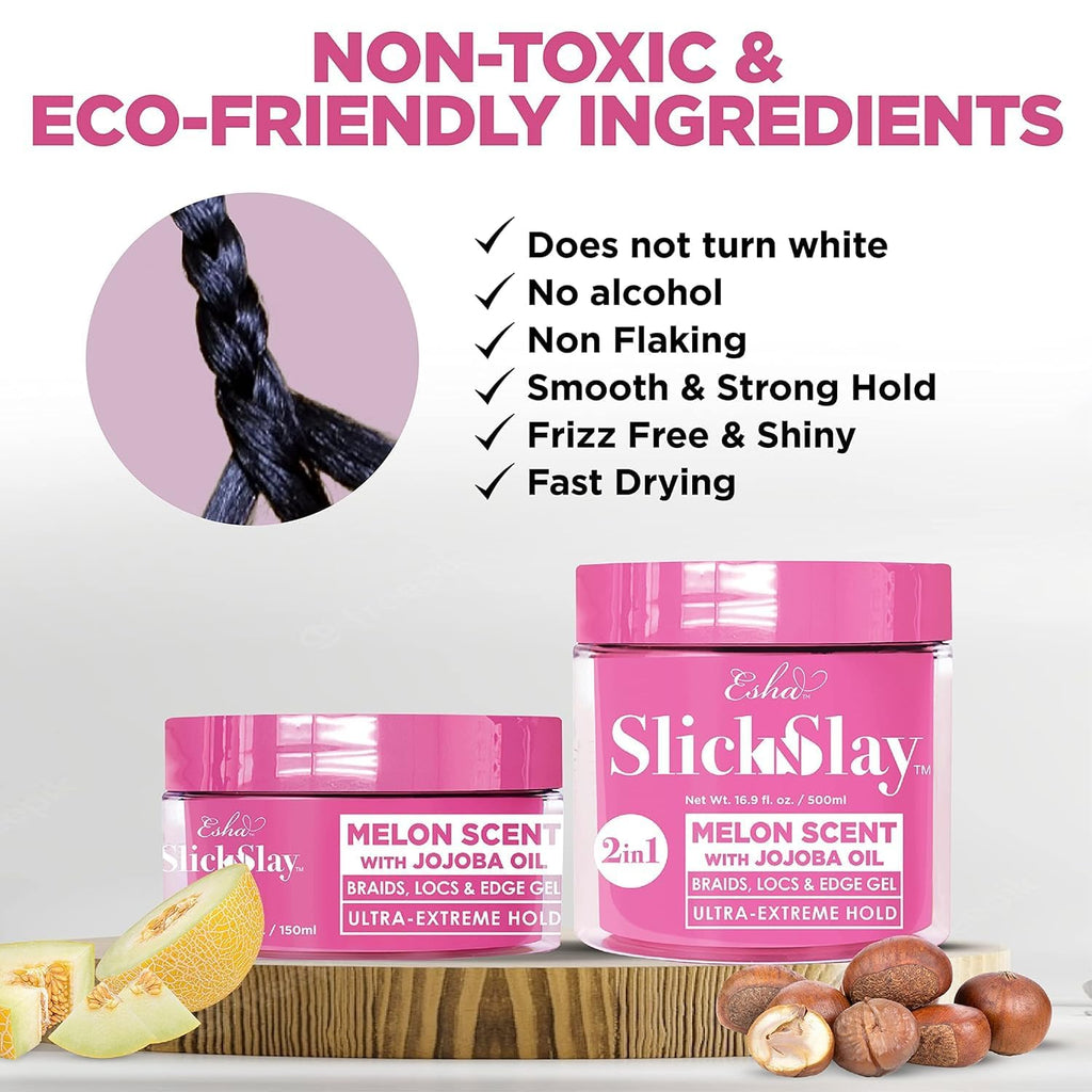 Esha Slick N Slay Braiding Gel – Ultra Hold, Melon (17 oz)