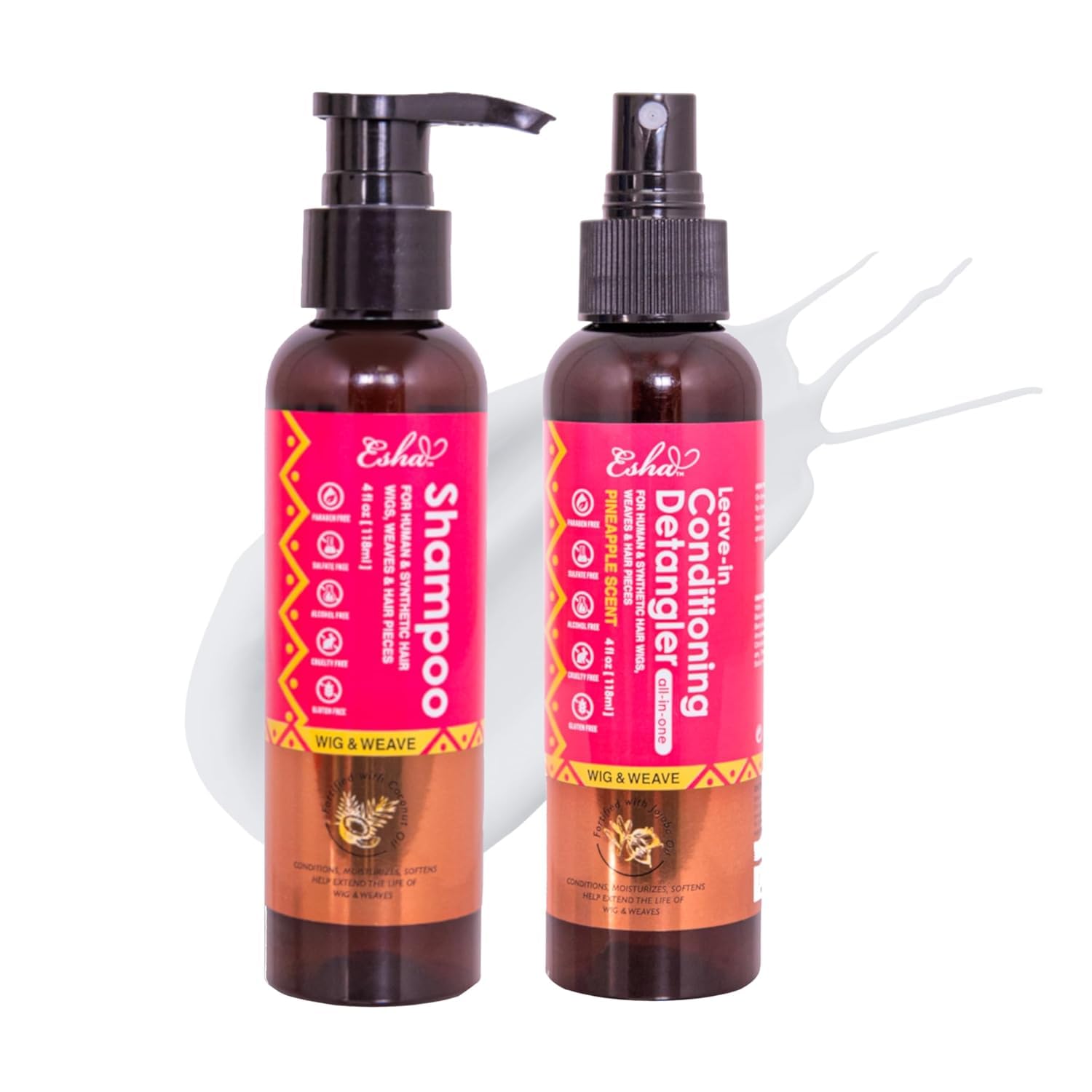 Esha Wig Revival Kit – Wig Shampoo & Detangler for Human Hair & Synthetic Wigs
