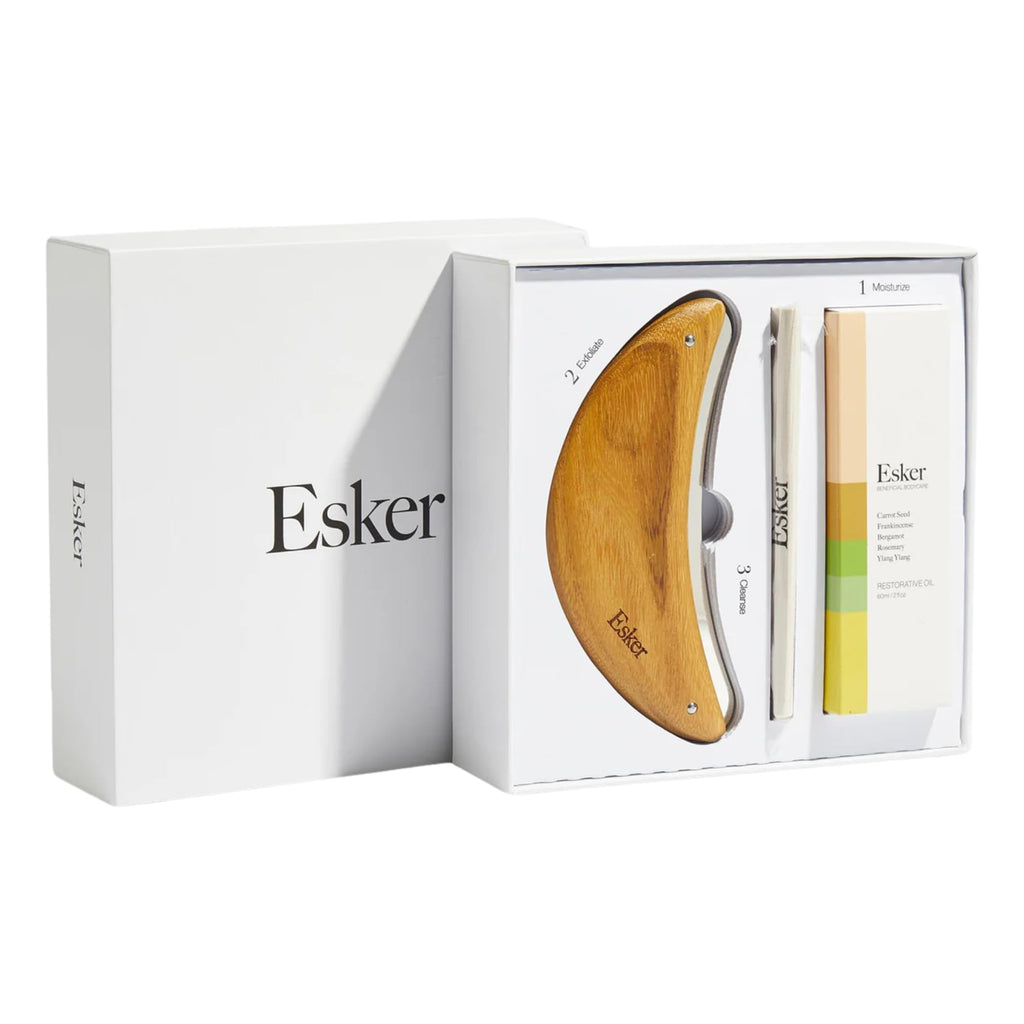 Esker Limited Edition Body Plane Set — Lymphatic Drainage Massager + Luxury Firming Oil | Vegan & Cruelty-Free Gift Set