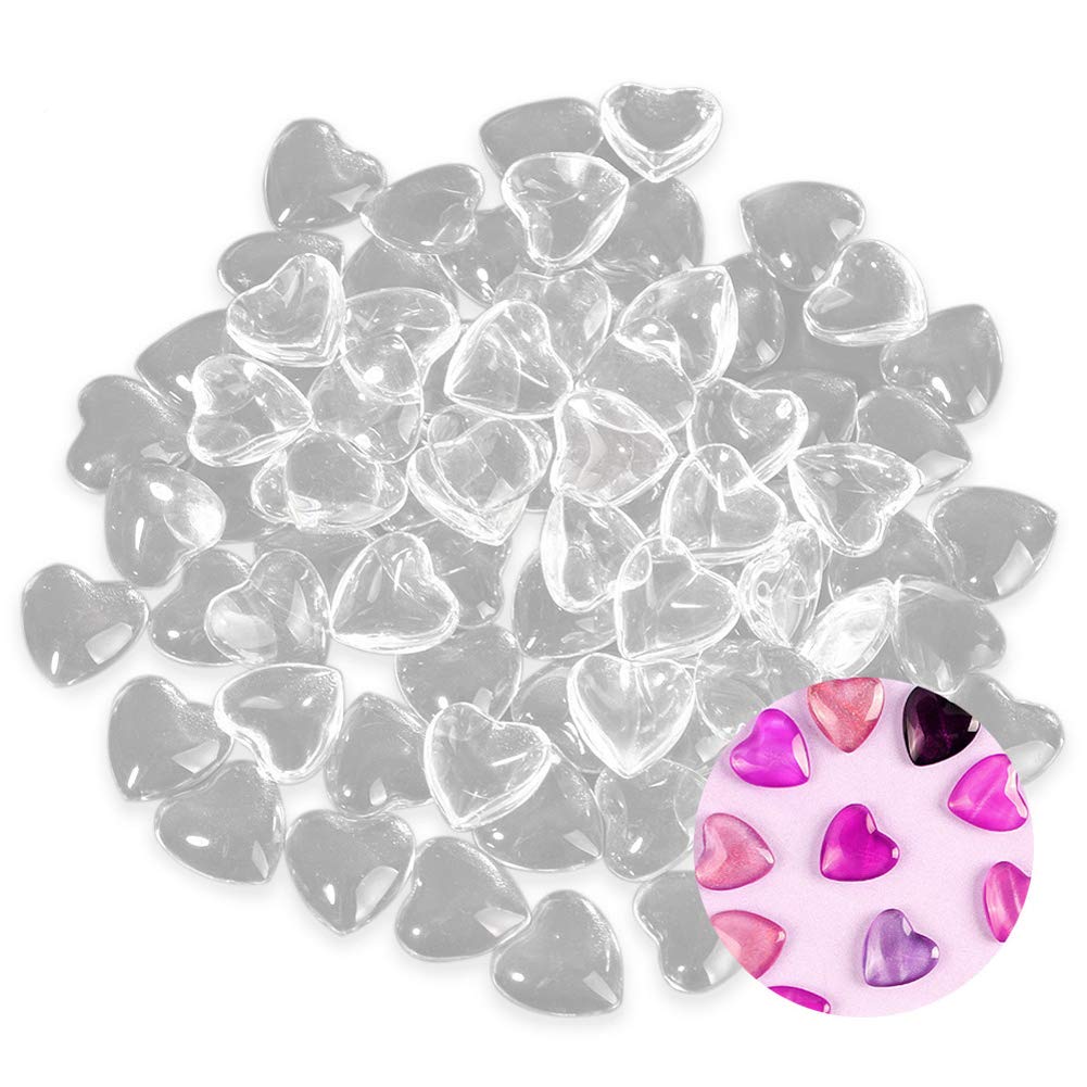 Esowemsn 100pcs Mini Heart-Shaped Clear Glass Nail Color Cards for Nail Art Display