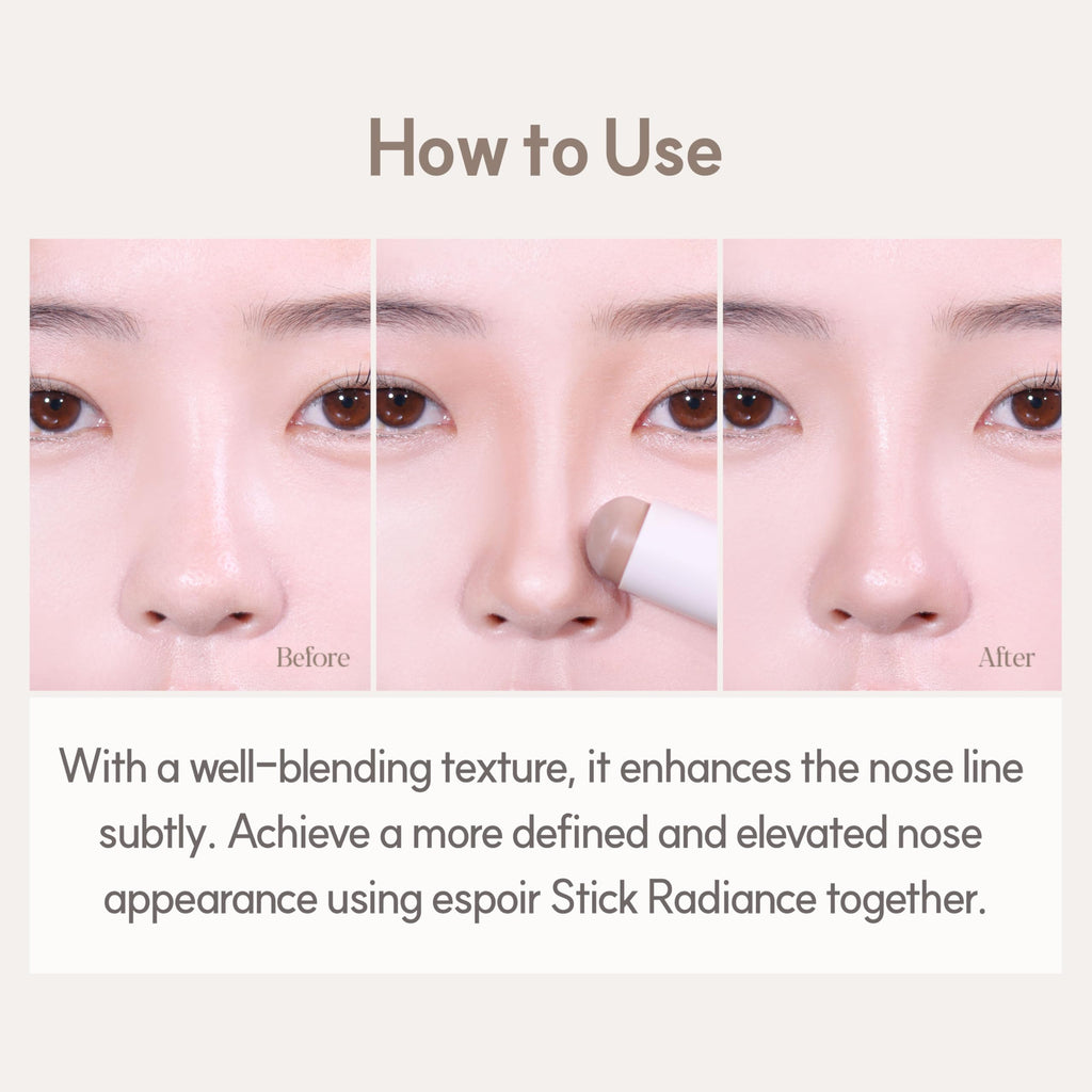Espoir Be Glow Shading Stick Contour #1 Neutral Gray | Creamy, Blendable Contour with Hyaluronic Peptide