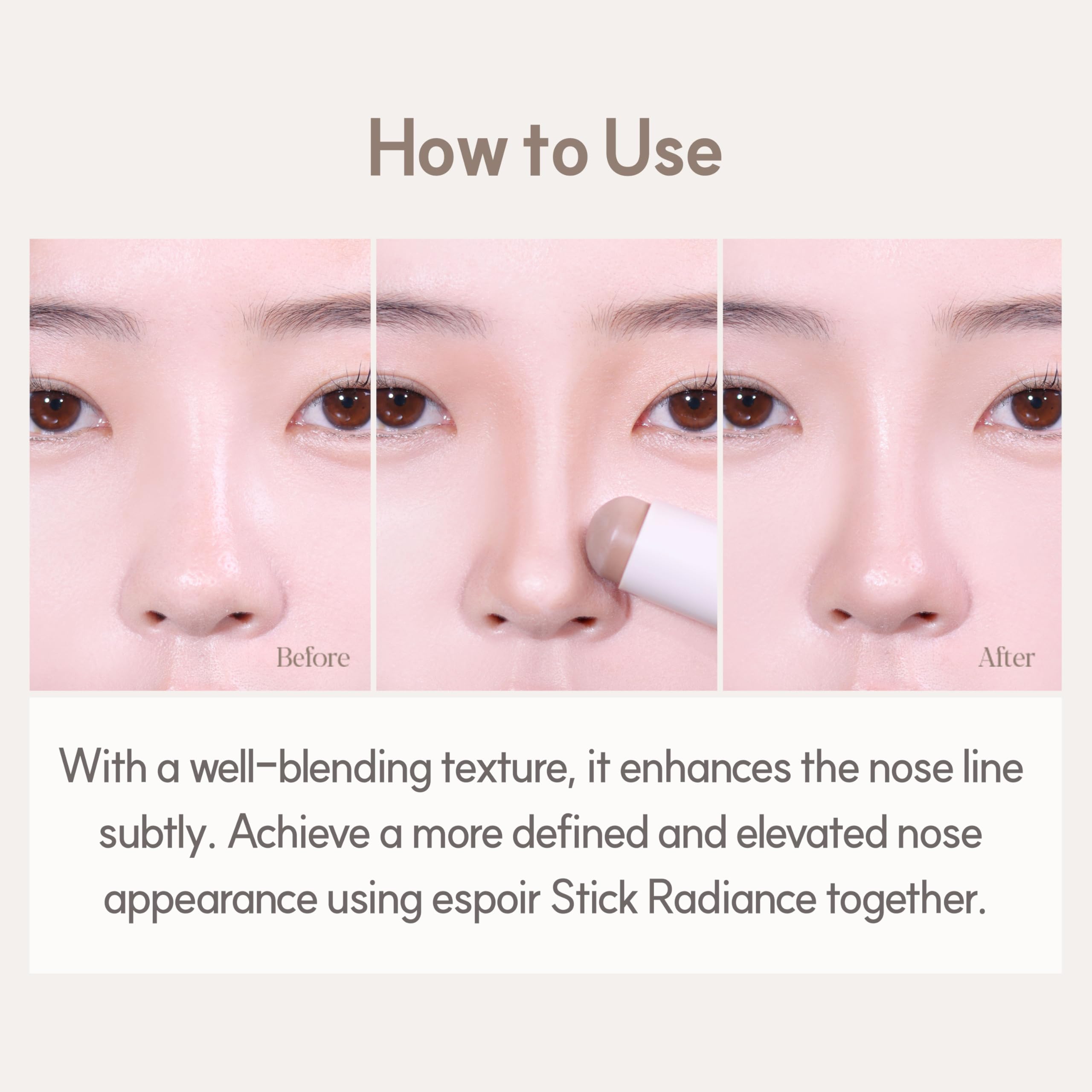Espoir Be Glow Shading Stick Contour #1 Neutral Gray | Creamy, Blendable Contour with Hyaluronic Peptide
