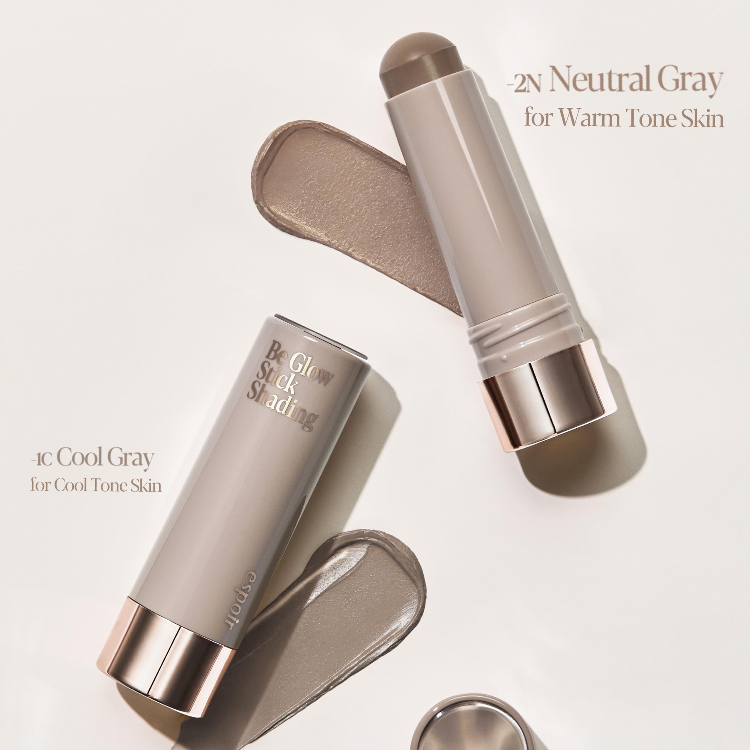 Espoir Be Glow Shading Stick Contour #1 Neutral Gray | Creamy, Blendable Contour with Hyaluronic Peptide