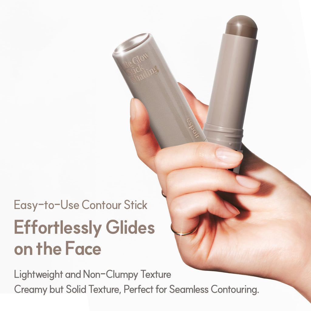 Espoir Be Glow Shading Stick Contour #1 Neutral Gray | Creamy, Blendable Contour with Hyaluronic Peptide