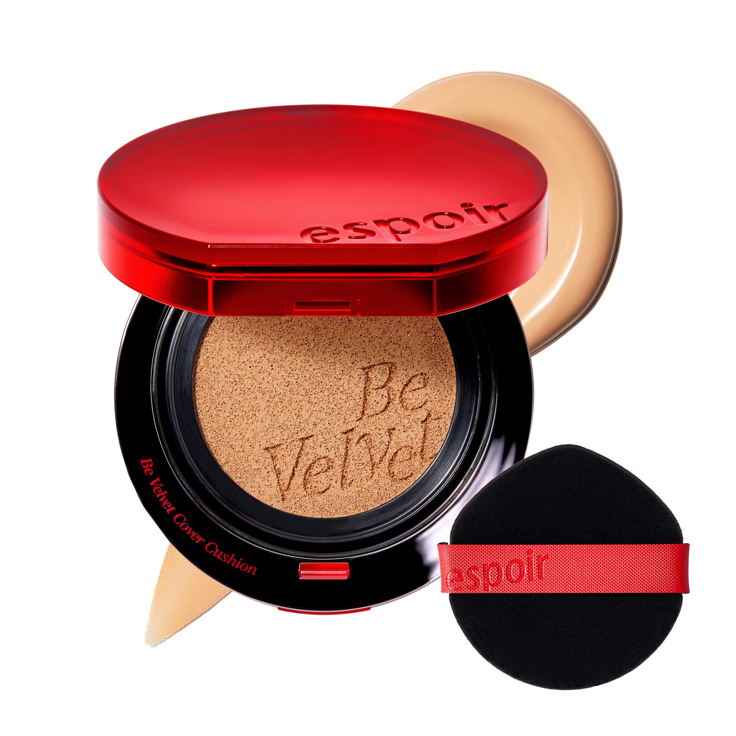 Espoir Be Velvet Cushion Foundation #26 Honey — Long-Lasting, Velvety Finish (0.46 oz) | Vegan, Korean Makeup