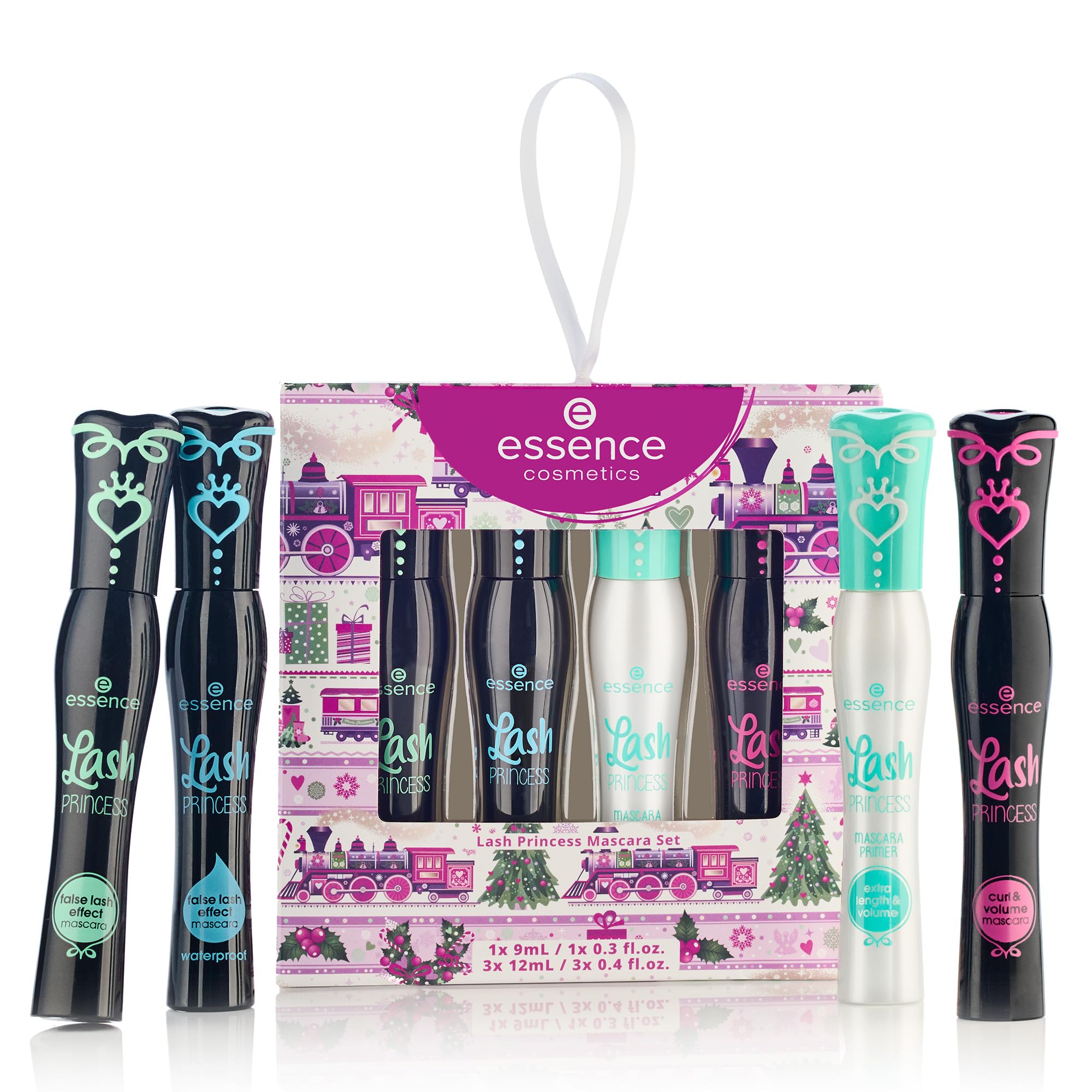 essence Lash Princess Holiday Gift Set – 4 Vegan, Cruelty-Free Mascaras (False Lash Effect, Waterproof, Primer, Curl & Volume)