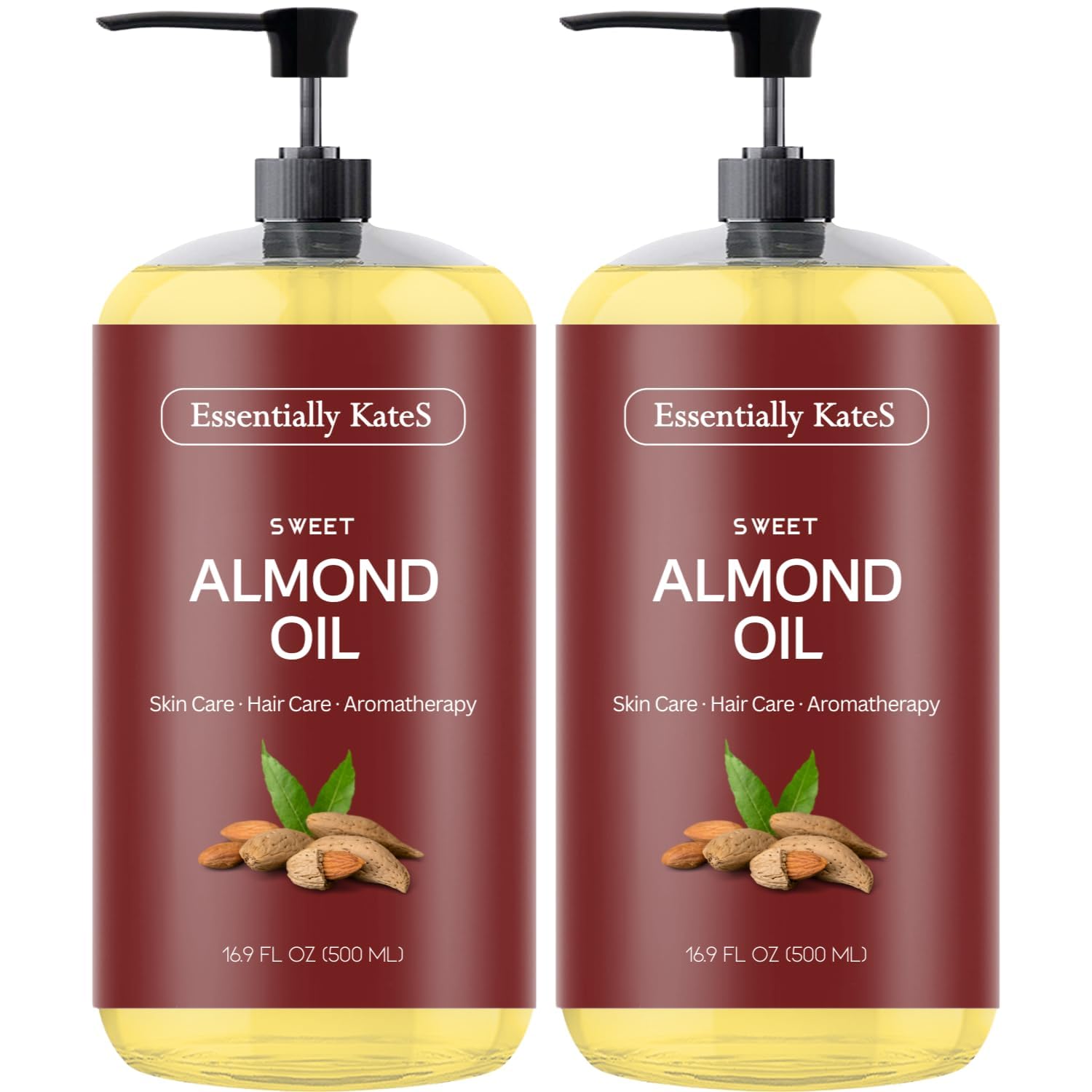 Essentially KateS Sweet Almond Oil – 33.8 Fl Oz (Pack of 2) | 100% Pure & Natural