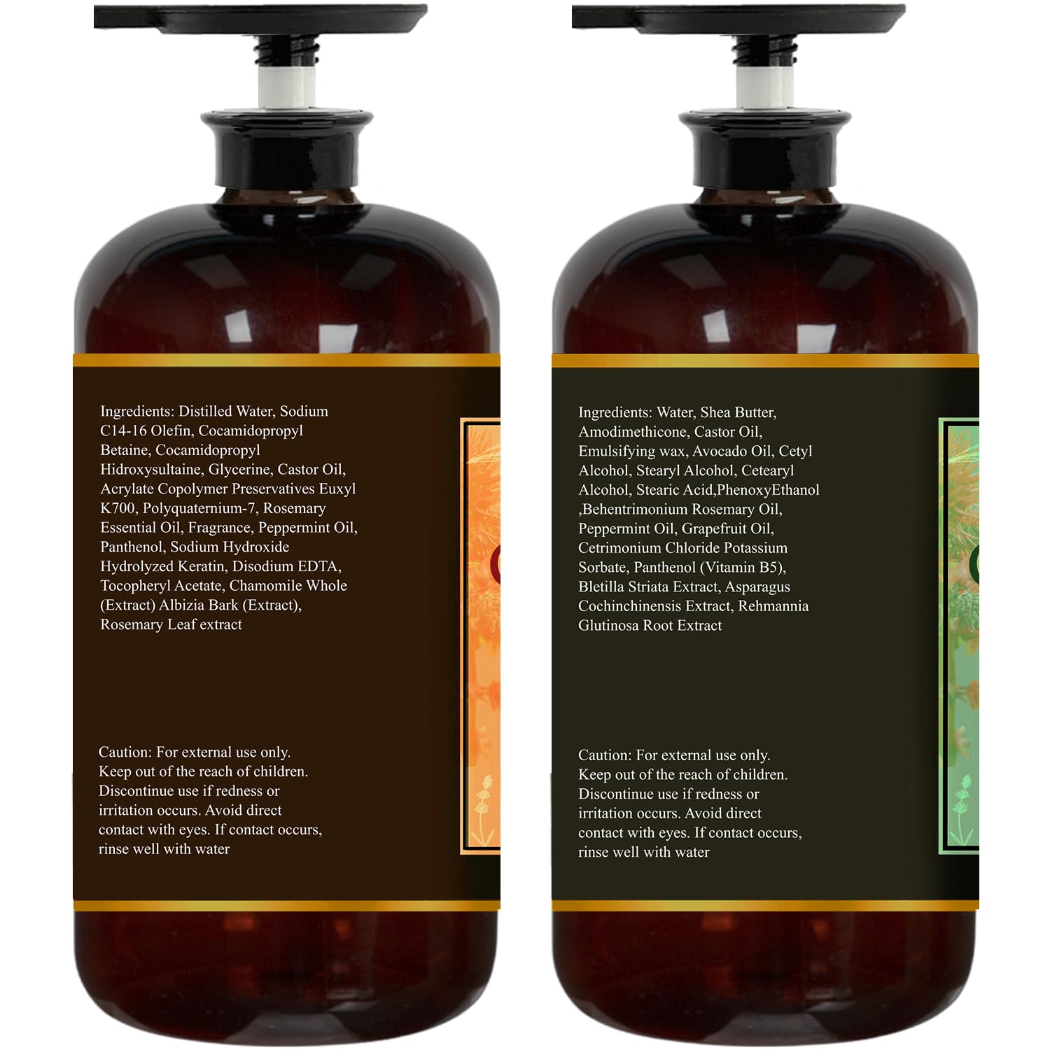 Essentially KateS Castor Oil Rosemary Mint Shampoo & Conditioner Set – 16 oz x 2, Sulfate Free