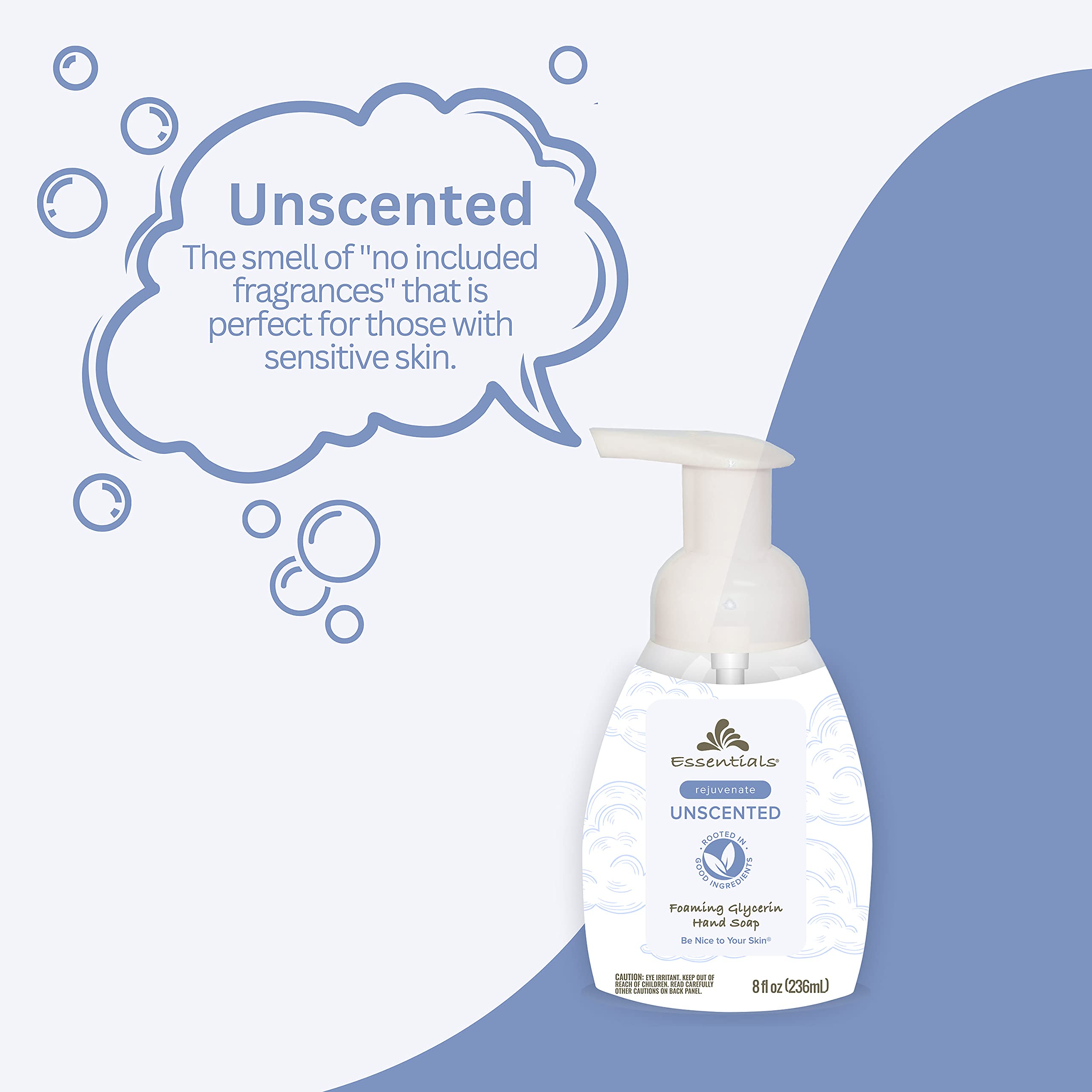 Essentials Foaming Glycerin Hand Soap, Unscented – 2 x 8oz