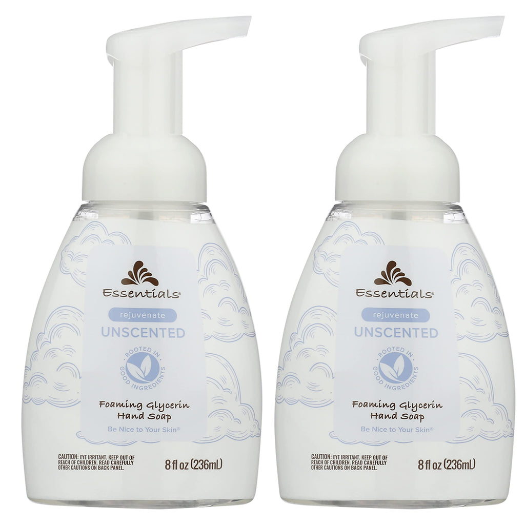 Essentials Foaming Glycerin Hand Soap, Unscented – 2 x 8oz