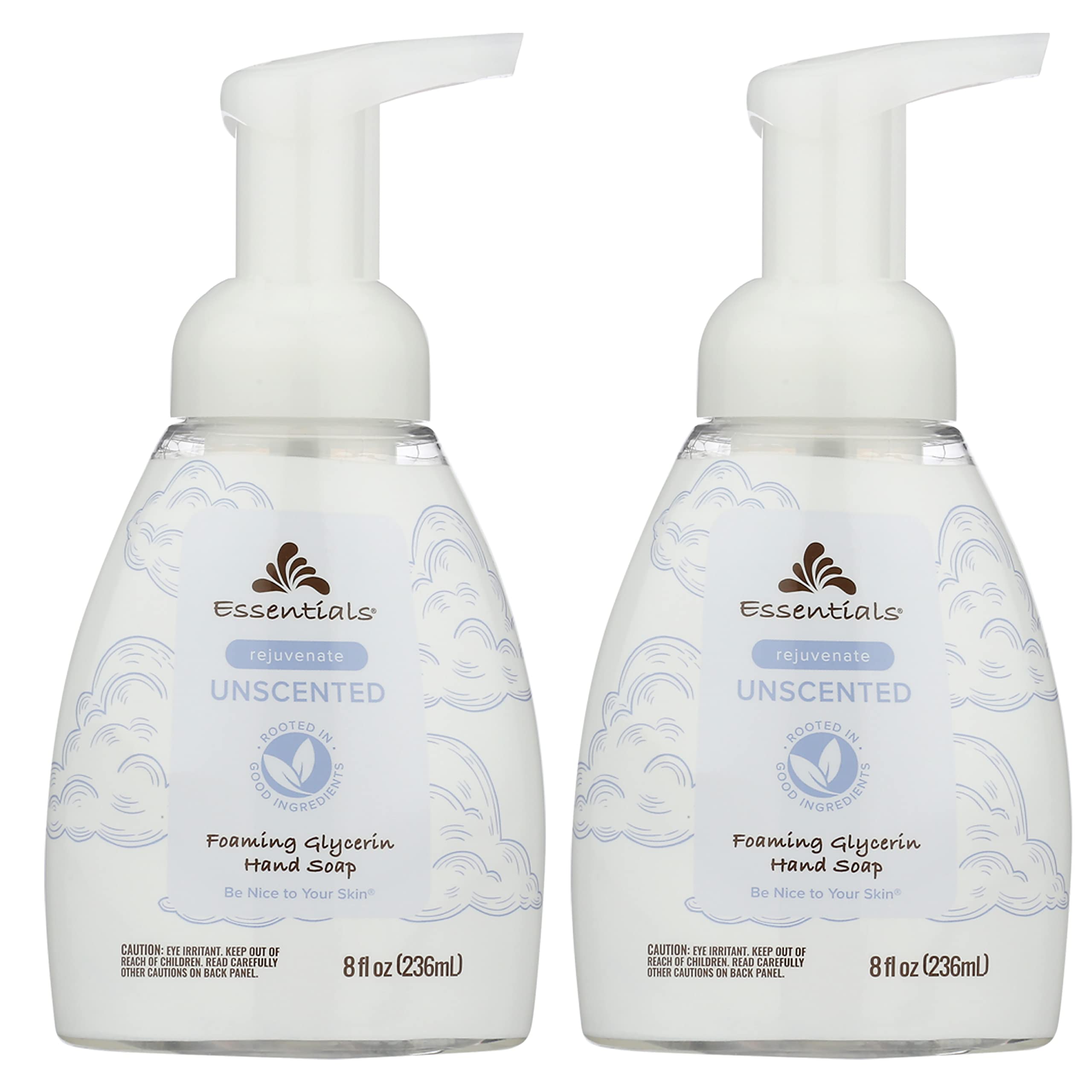 Essentials Foaming Glycerin Hand Soap, Unscented – 2 x 8oz