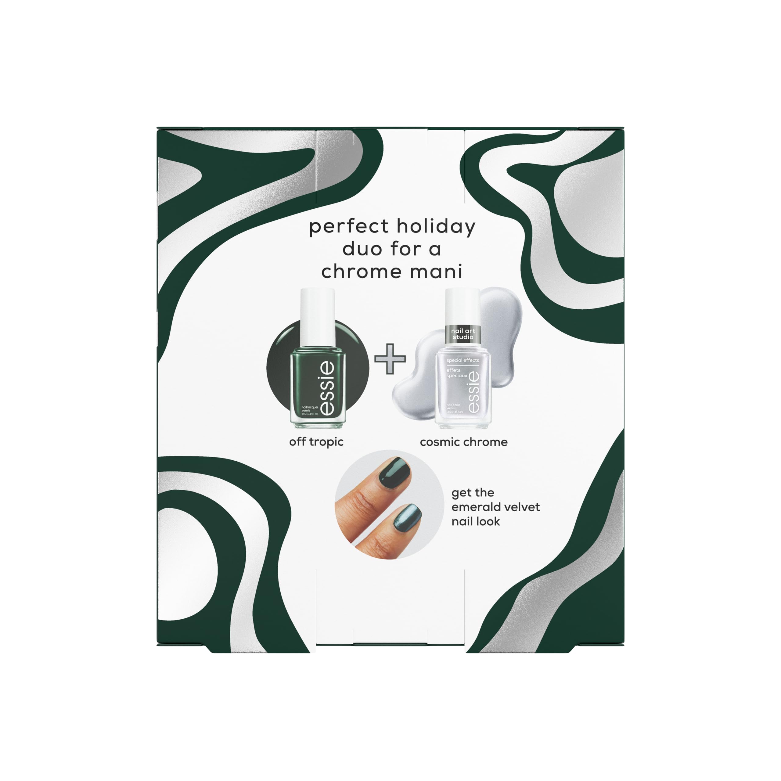 essie vegan holiday 2-piece nail polish gift set | original color + chrome effects