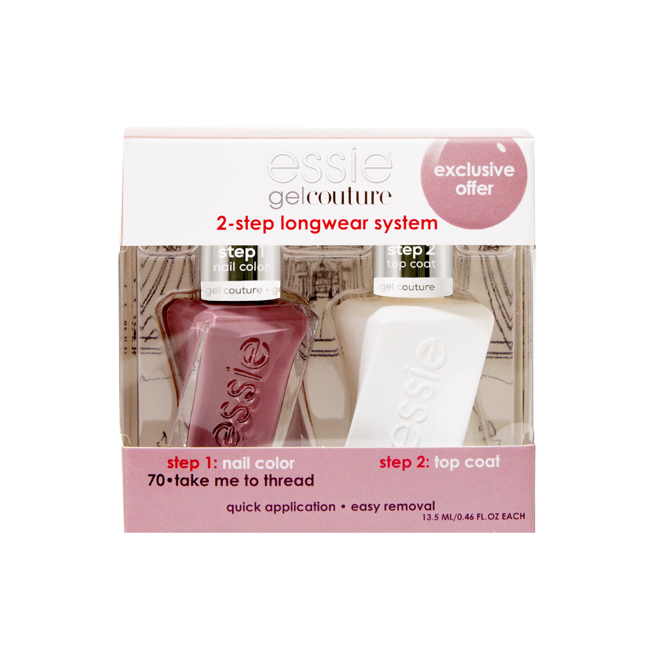 essie Gel Couture Nail Polish Kit – Mauve Take Me To Thread (0.46 oz each)