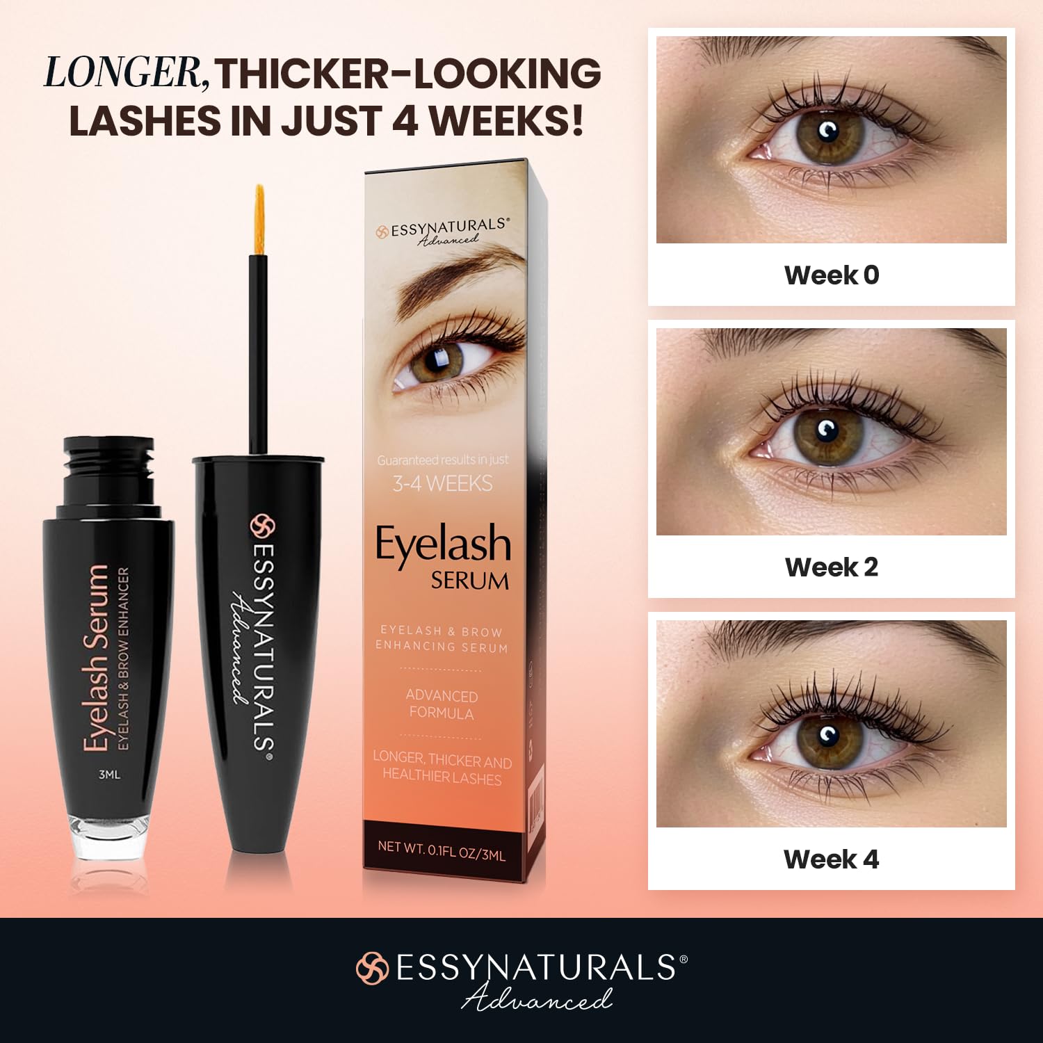 EssyNaturals Advanced Eyelash Growth Serum | Premium Lash Growth & Gentle Care