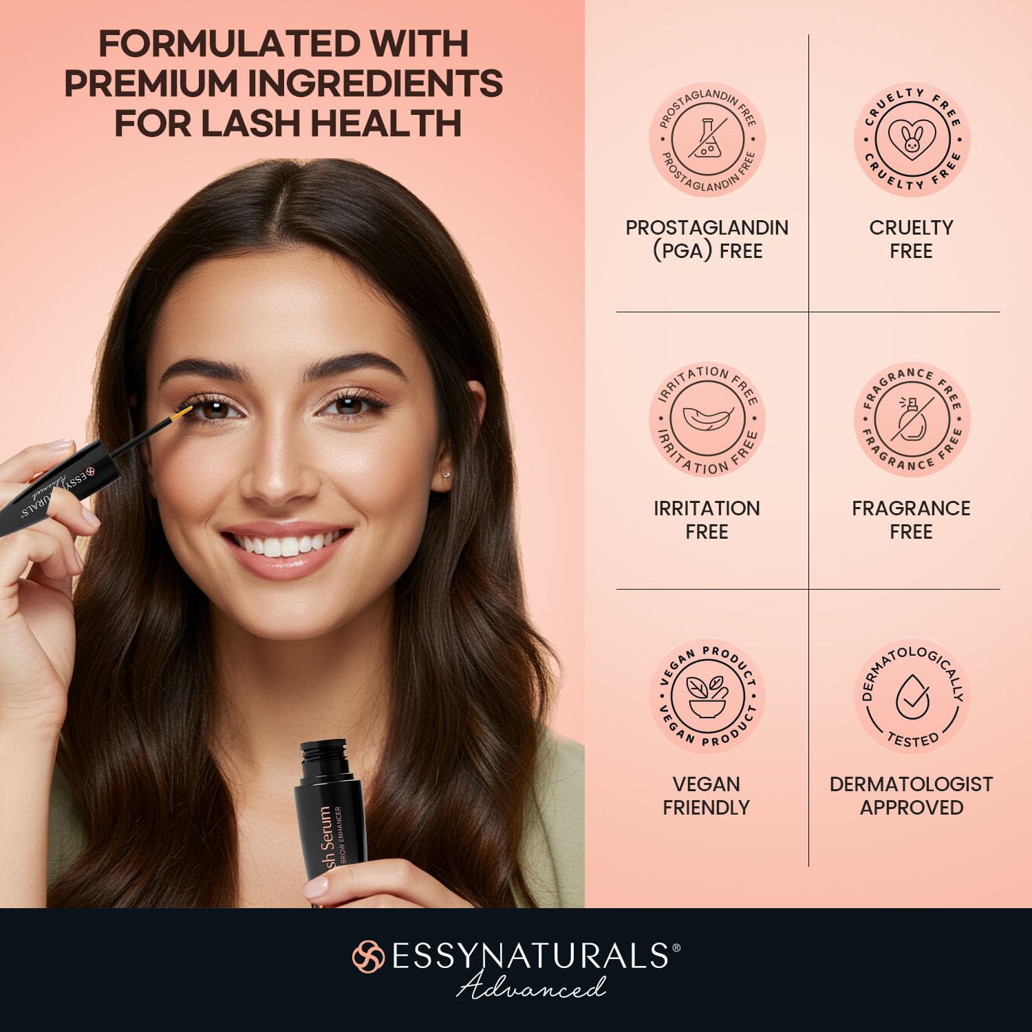 EssyNaturals Advanced Eyelash Growth Serum | Premium Lash Growth & Gentle Care