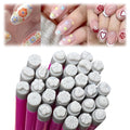 ESUOHYM Nail Art Stamp Pen Set – 15-Pattern Butterfly & Flower Nail Stamper, For Beginner DIY Manicure (Rose Red, Large Pack)