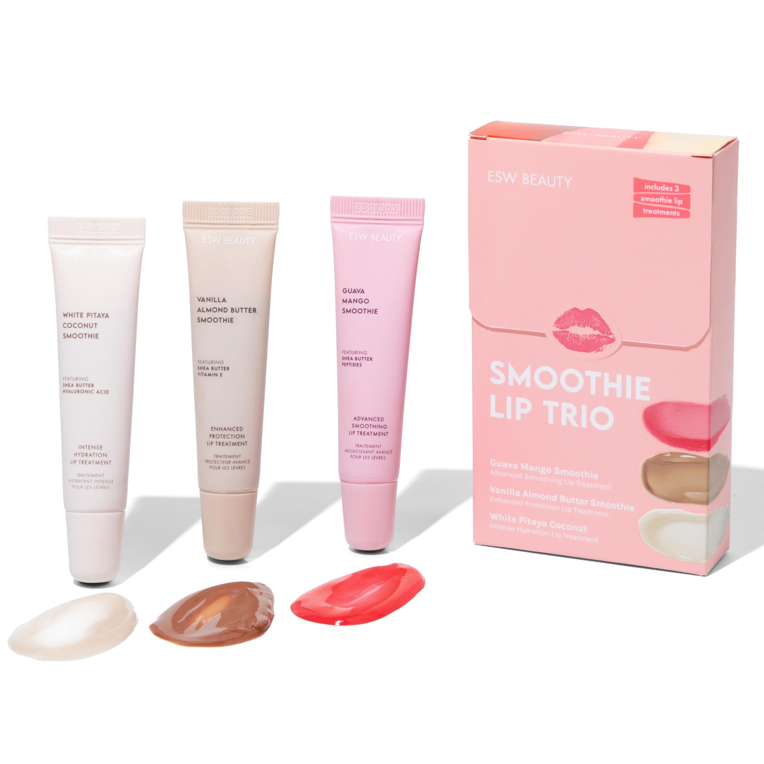 ESW Beauty Smoothie Lip Treatment Set – White Pitaya Coconut, Guava Mango & Vanilla Almond Butter