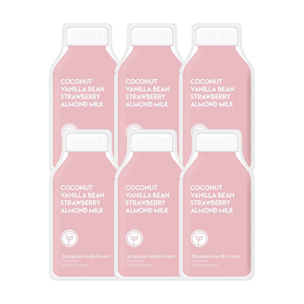 ESW Beauty Strawberries & Cream – Soothing Raw Juice Face Mask (6-Pack) for Sensitive Skin