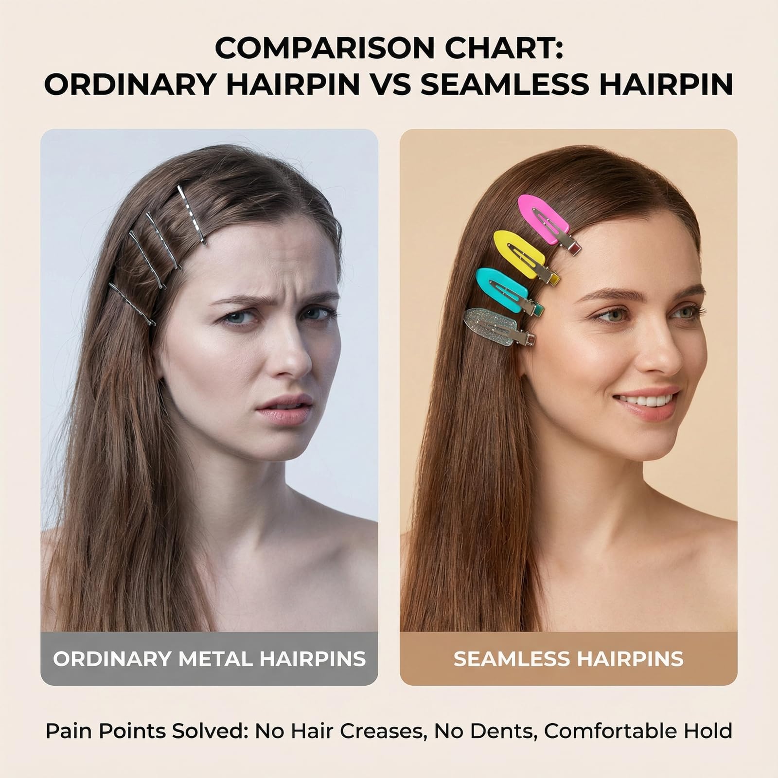 Eswala No Crease Hair Clips – 40Pcs Multicolor Creaseless Clips for Makeup, Bangs & Pin Curls