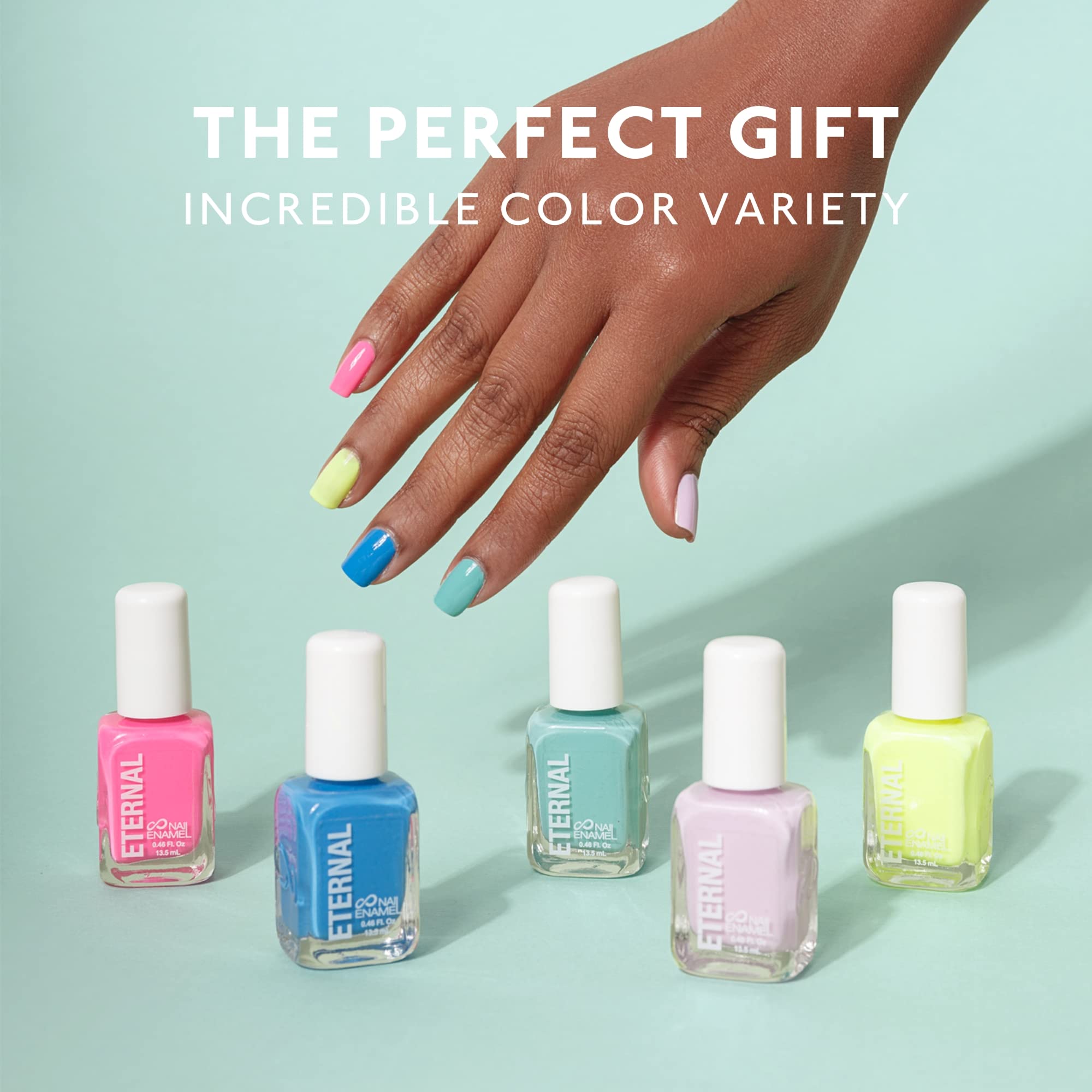 Eternal 5-Color Nail Polish Set – Pink, Green, Blue, Yellow, Purple | Quick-Dry, Non-Toxic, Made in USA