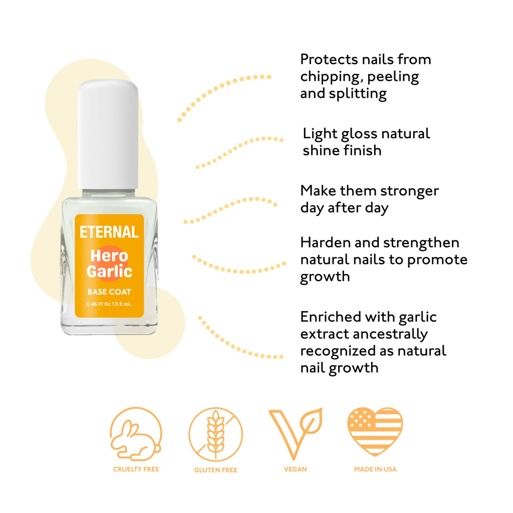 Eternal Garlic Base Coat – Strengthening Nail Base Coat with Garlic Extract