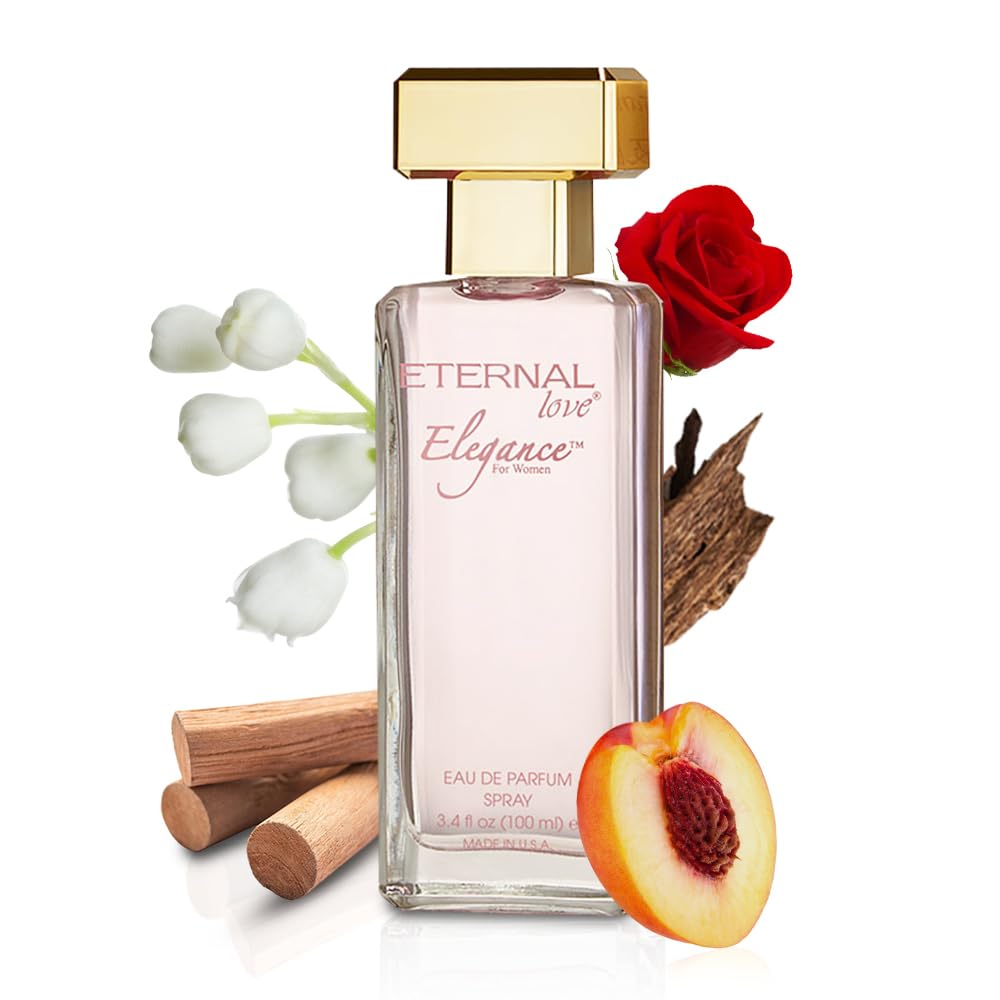 Eternal Love Elegance for Women – Long-Lasting Eau de Parfum Spray (3.4 oz) with Peach, Jasmine & Sandalwood