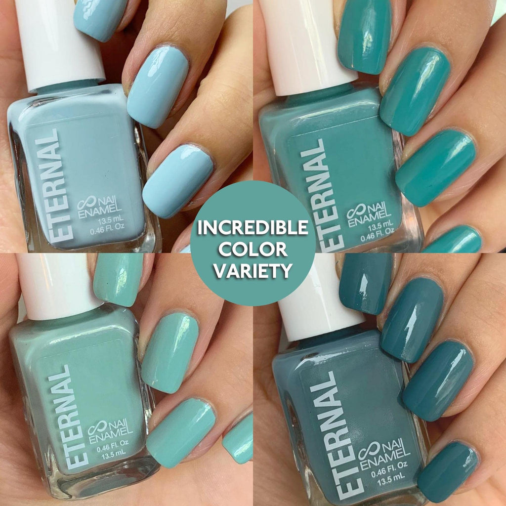 Eternal Green Nail Polish Set (Mindfulness) – Light Blue Shades, Quick-Dry, Long-Lasting, Made in USA (Set of 4, 13.5mL each)