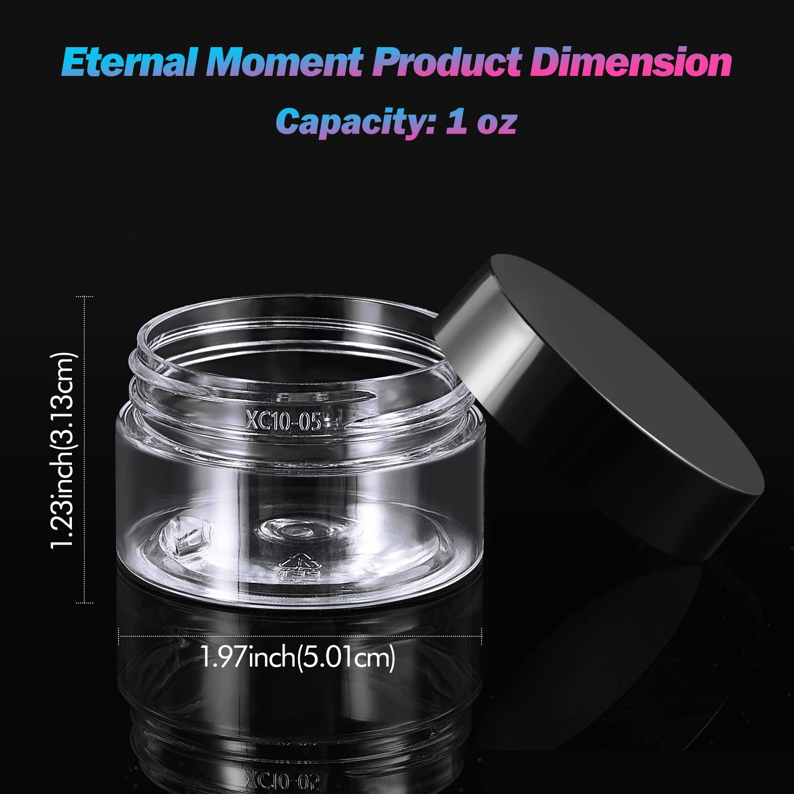 Eternal Moment 50 Pack 1oz Clear Plastic Jars with Lids – Cosmetic Containers & Slime Jars
