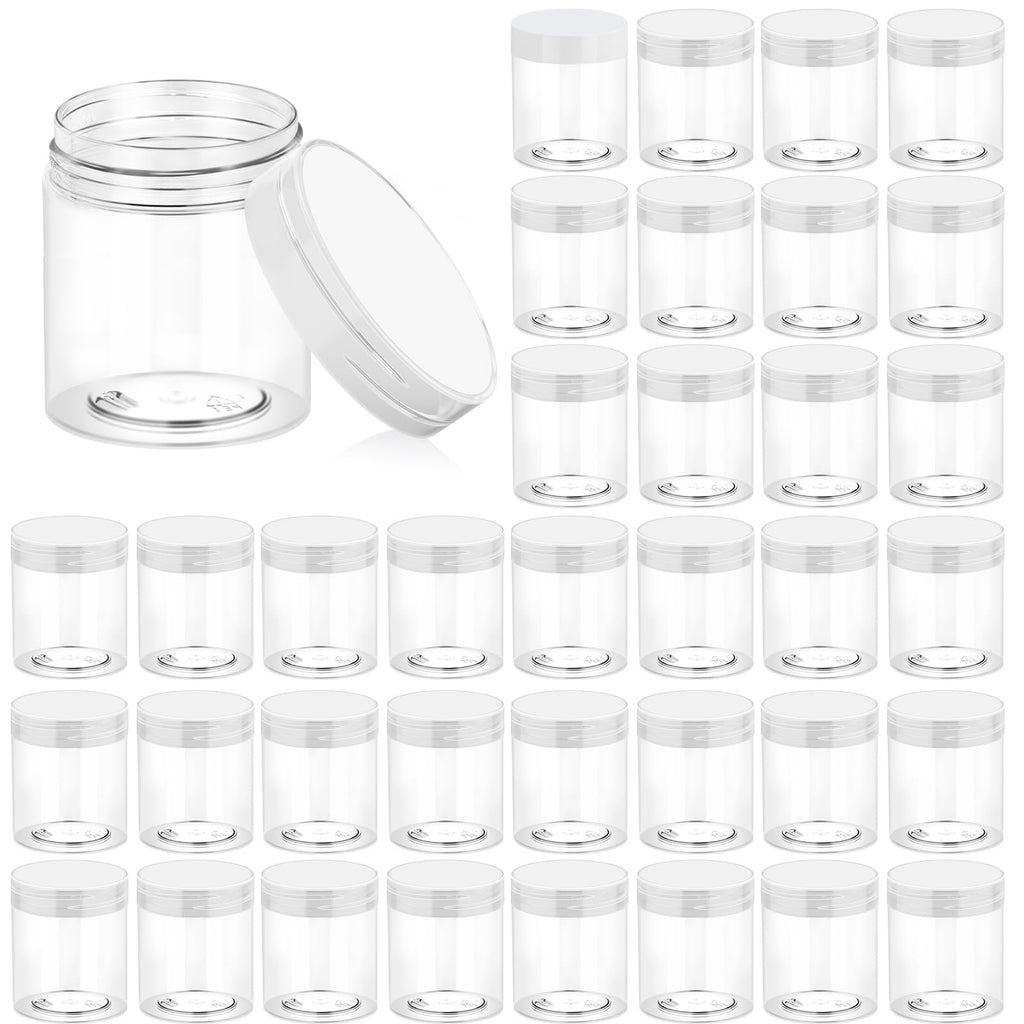 Eternal Moment 36 Pack 3oz Round Clear Plastic Jars with Clear Lids – Cosmetic Containers for Lotion, Slime & Travel
