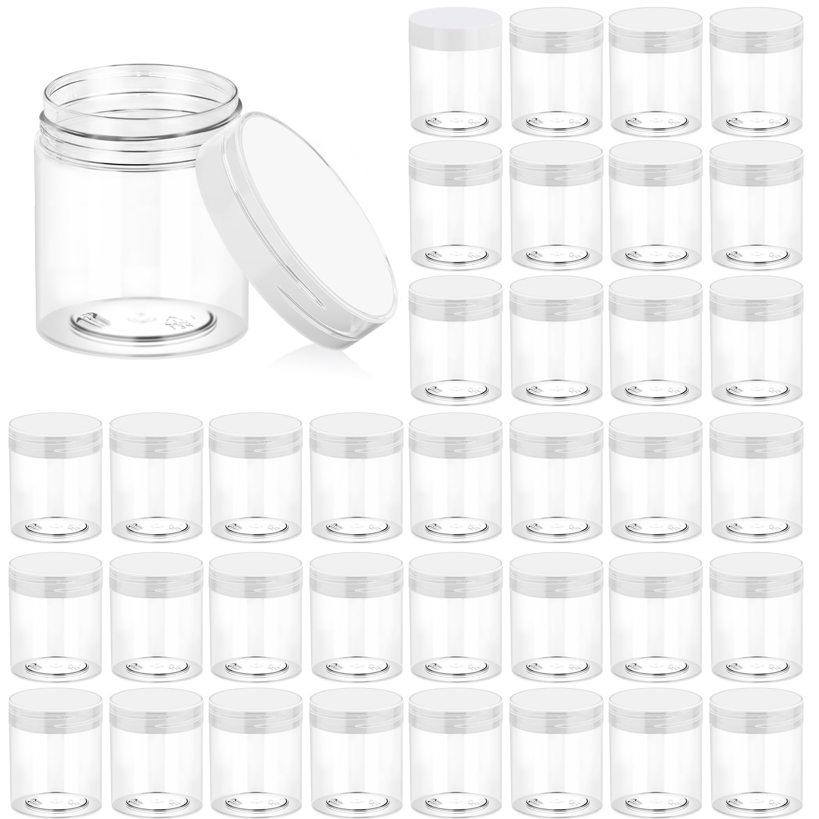 Eternal Moment 36 Pack 3oz Round Clear Plastic Jars with Clear Lids – Cosmetic Containers for Lotion, Slime & Travel