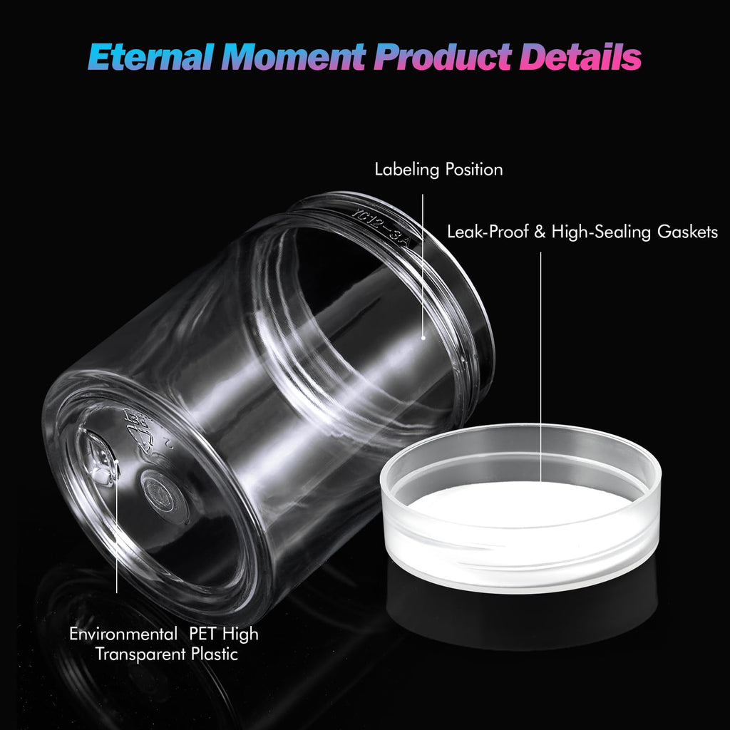 Eternal Moment 36 Pack 3oz Round Clear Plastic Jars with Clear Lids – Cosmetic Containers for Lotion, Slime & Travel