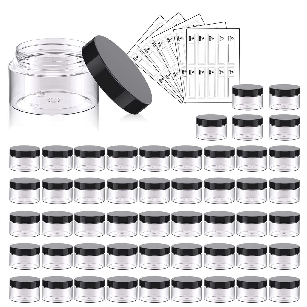 Eternal Moment 50 Pack 1oz Clear Plastic Jars with Lids – Cosmetic Containers & Slime Jars