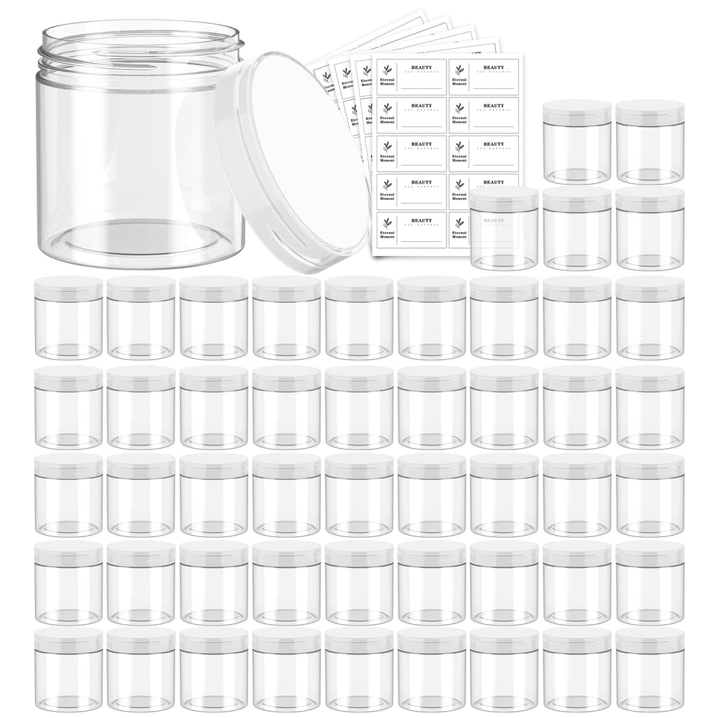 Eternal Moment 50 Pack 4 oz Jars with Clear Lids – BPA-Free PET, Slime Jars, Lotion, Cream, Makeup Storage