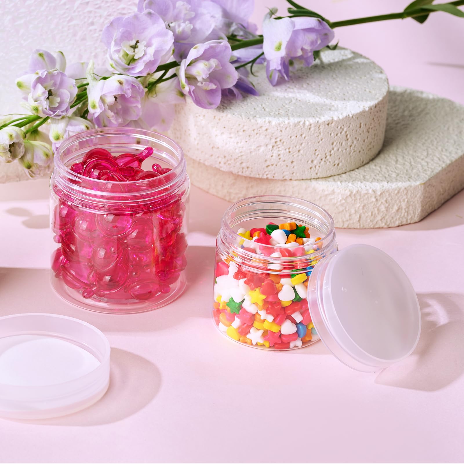 Eternal Moment 50 Pack 4 oz Jars with Clear Lids – BPA-Free PET, Slime Jars, Lotion, Cream, Makeup Storage
